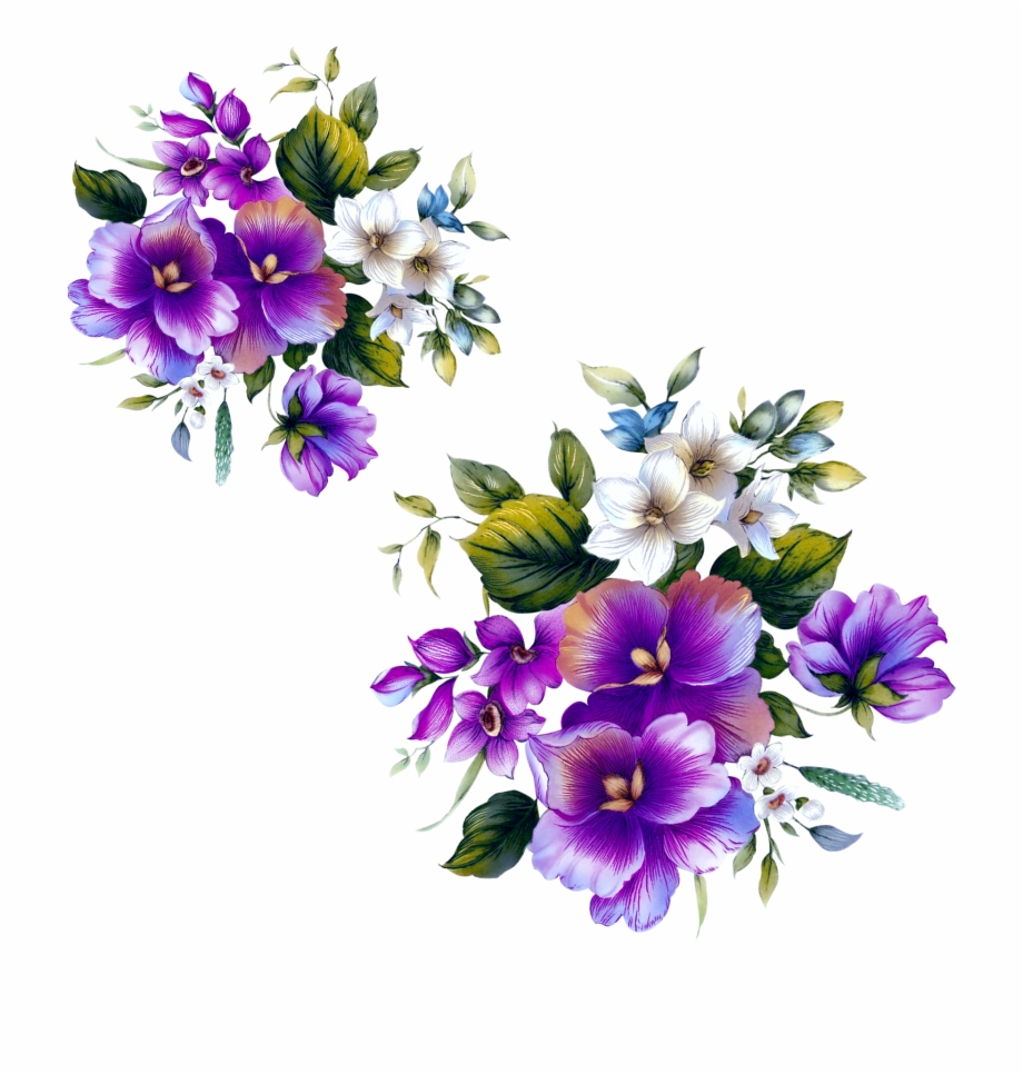 Purple Flowers White Background