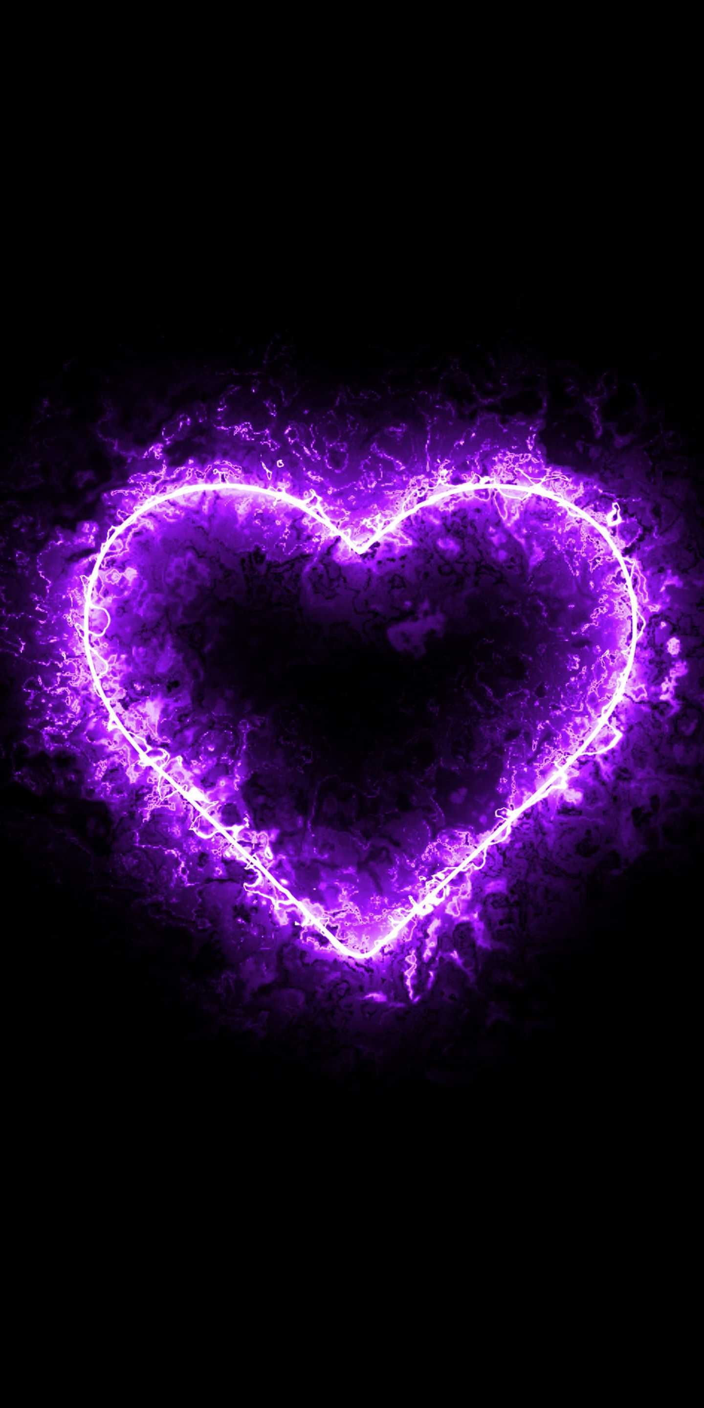 Purple Heart Black Background