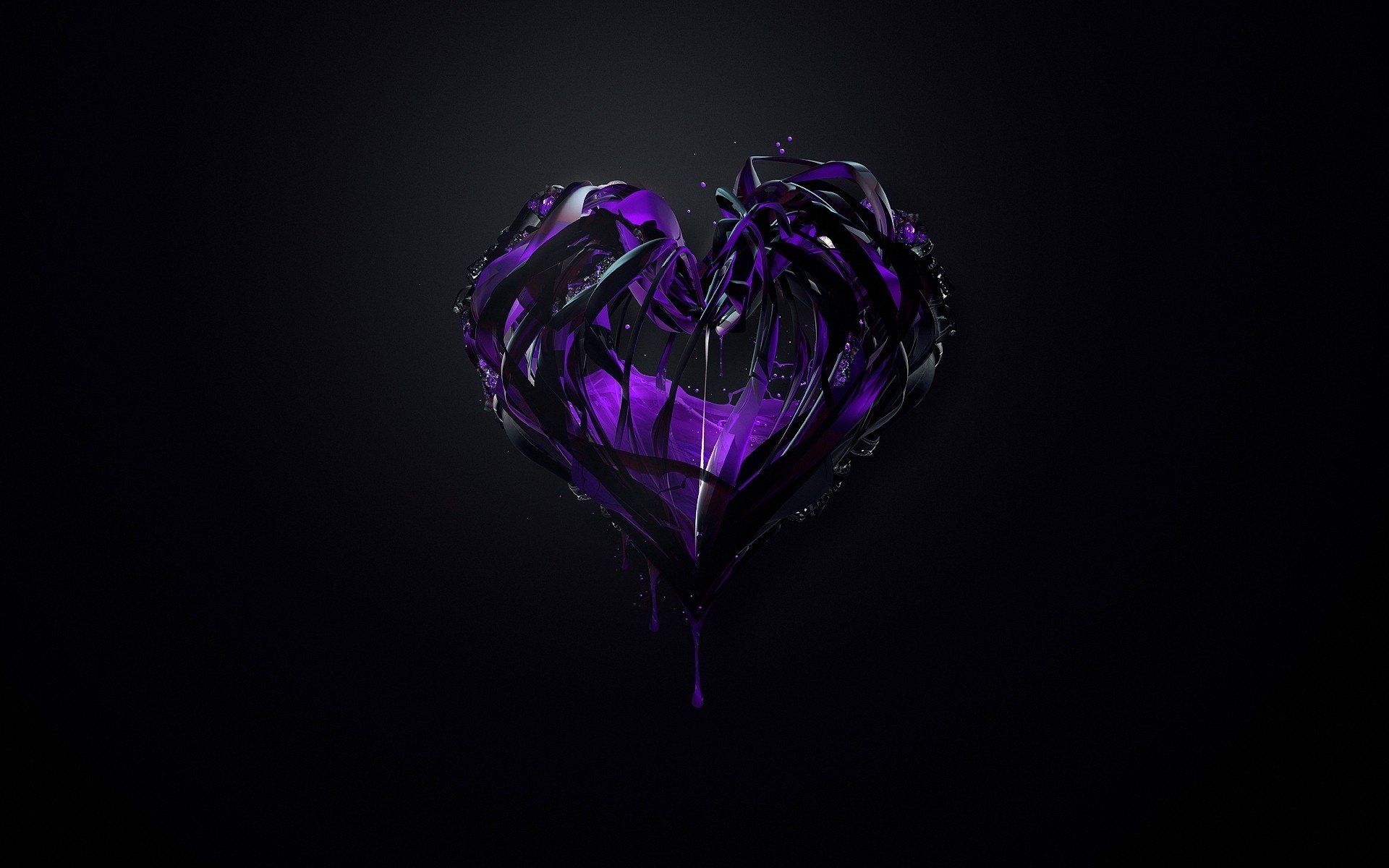 Purple Heart Black Background