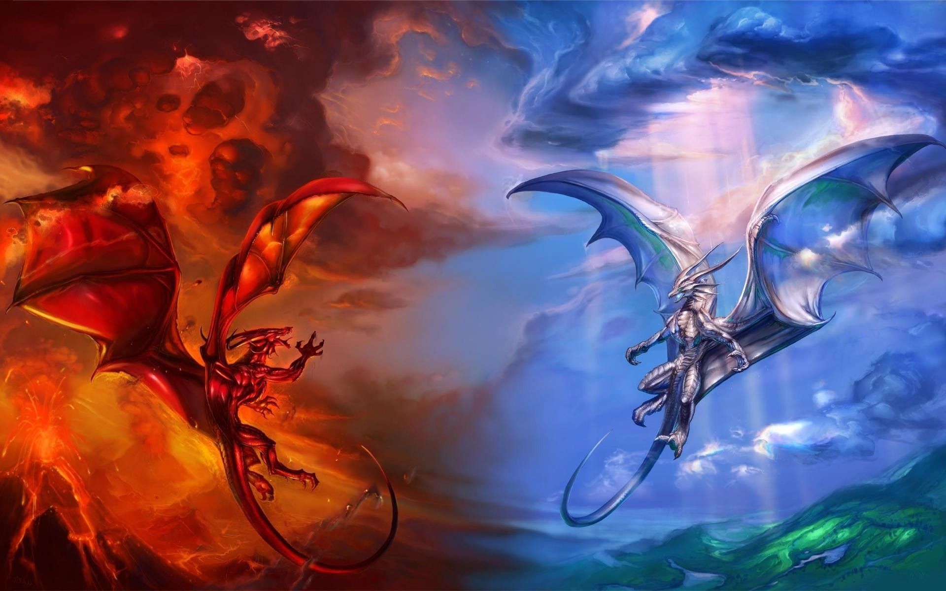 Red And Blue Dragon Wallpapers