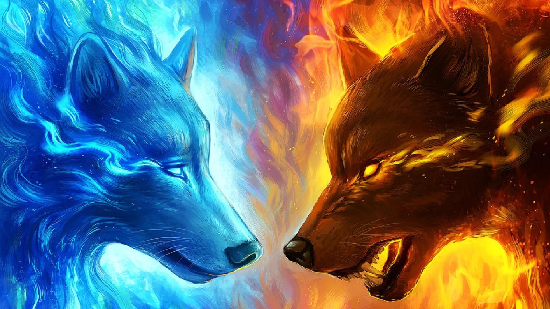 Red And Blue Wolf Wallpapers
