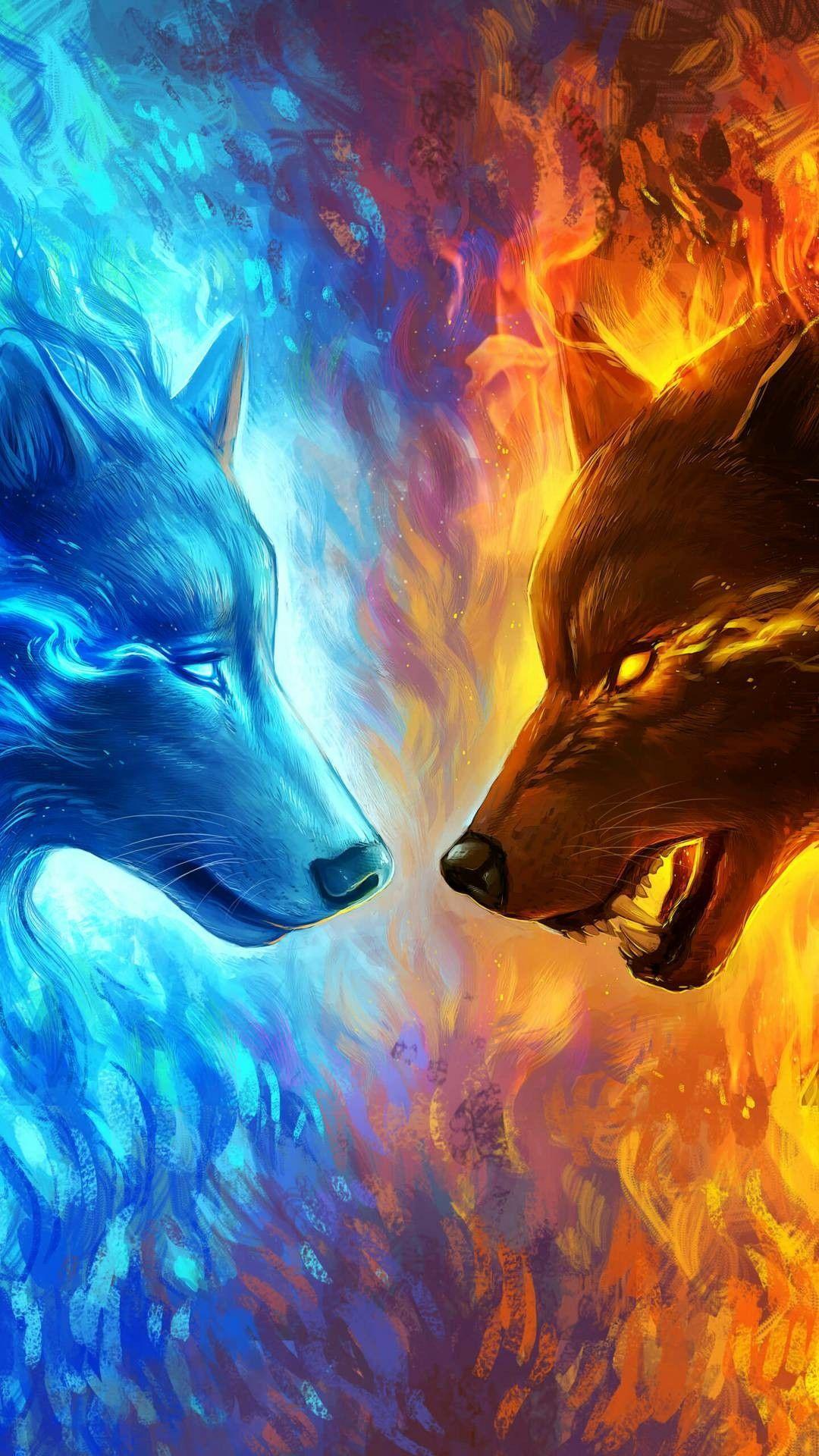 Red And Blue Wolf Wallpapers