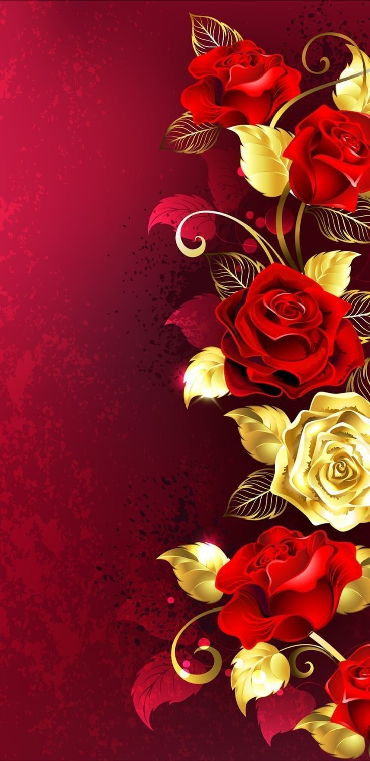 Red And Gold Floral Wallpapers