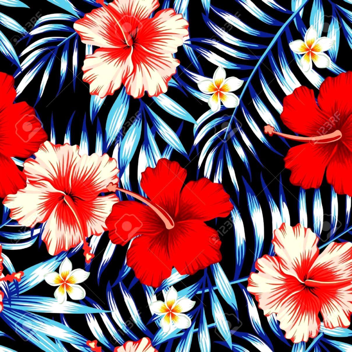 Red Hawaiian Print Wallpapers