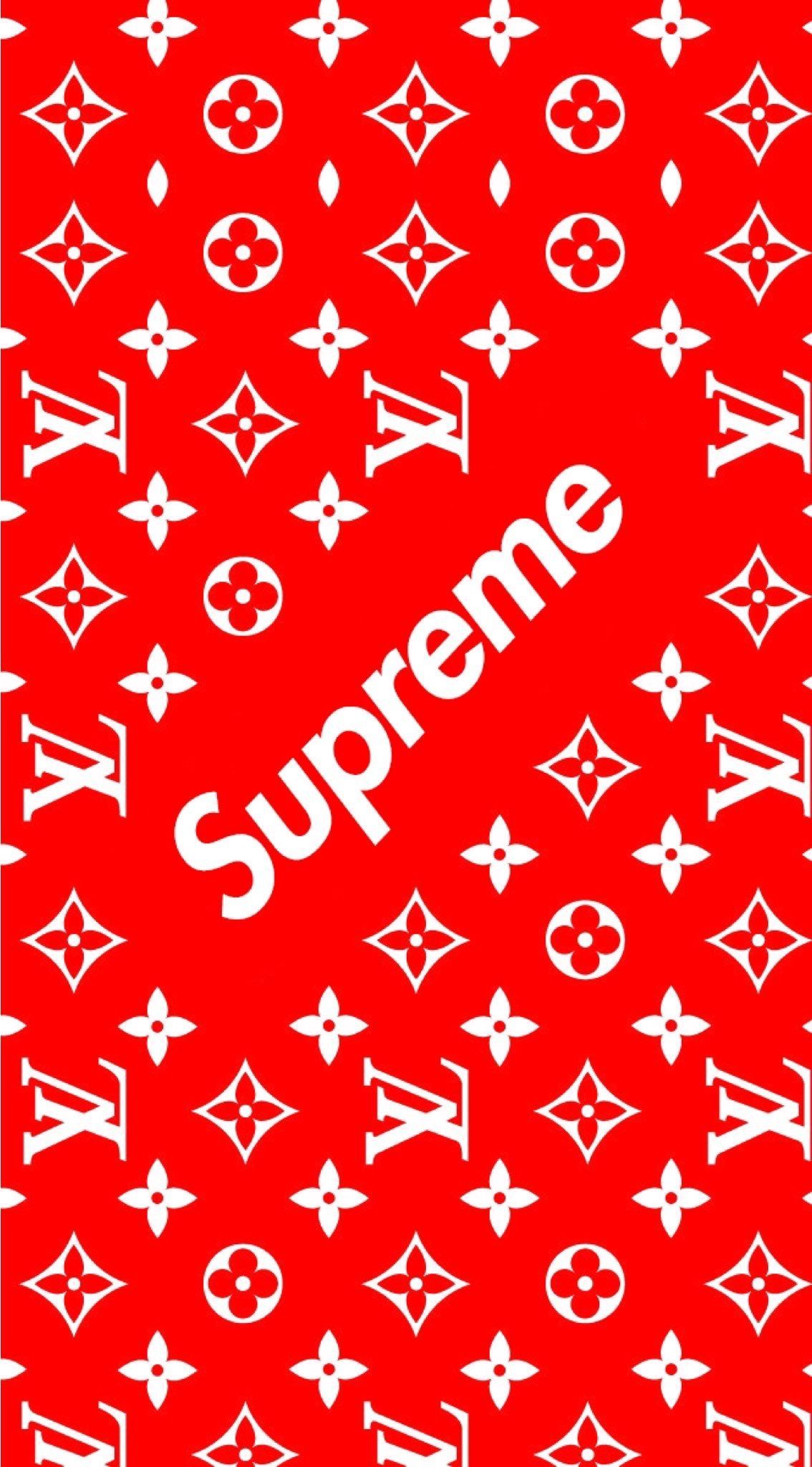 Red Louis Vuitton Supreme Wallpapers