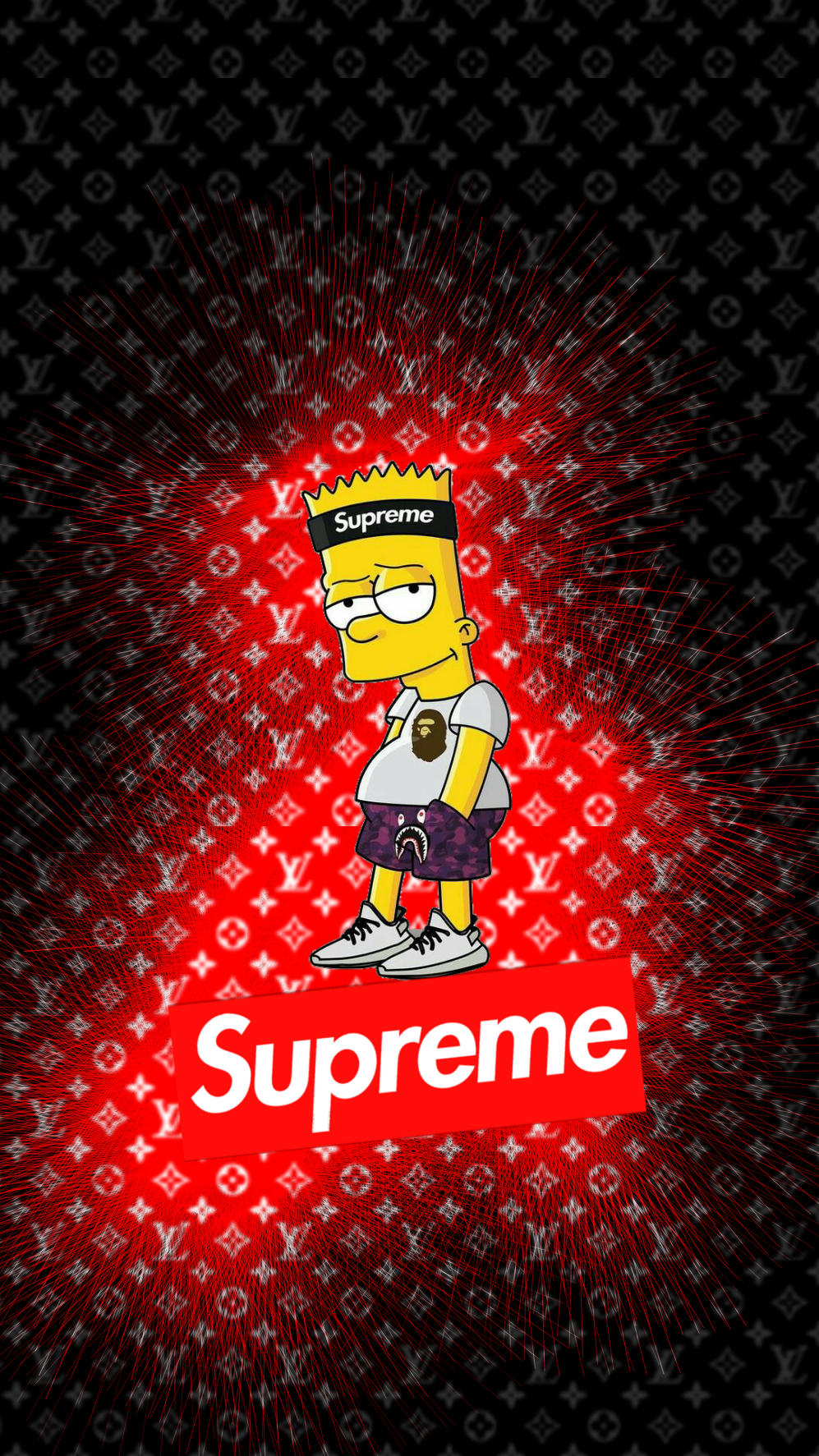 Red Louis Vuitton Supreme Wallpapers