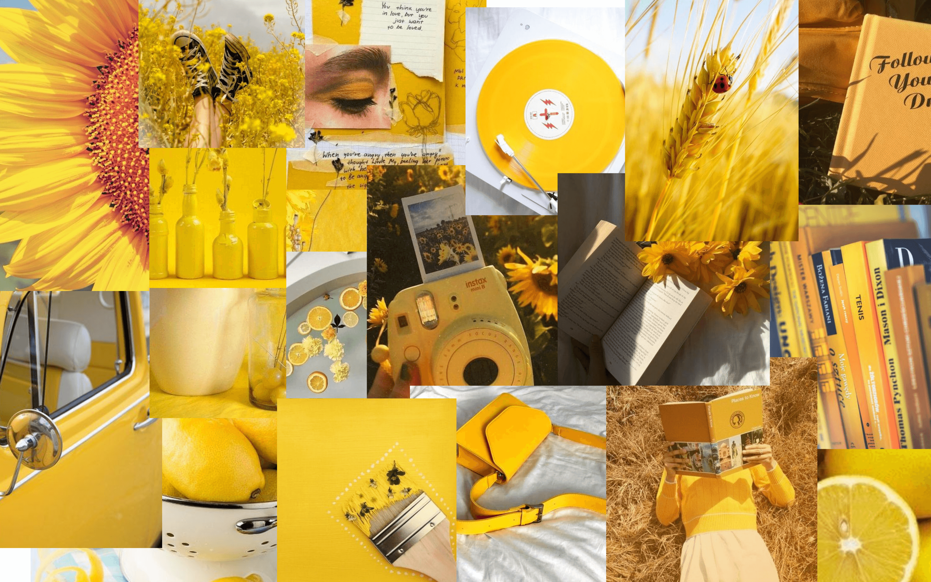 Yellow Aesthetic Photo Collage Wallpapers