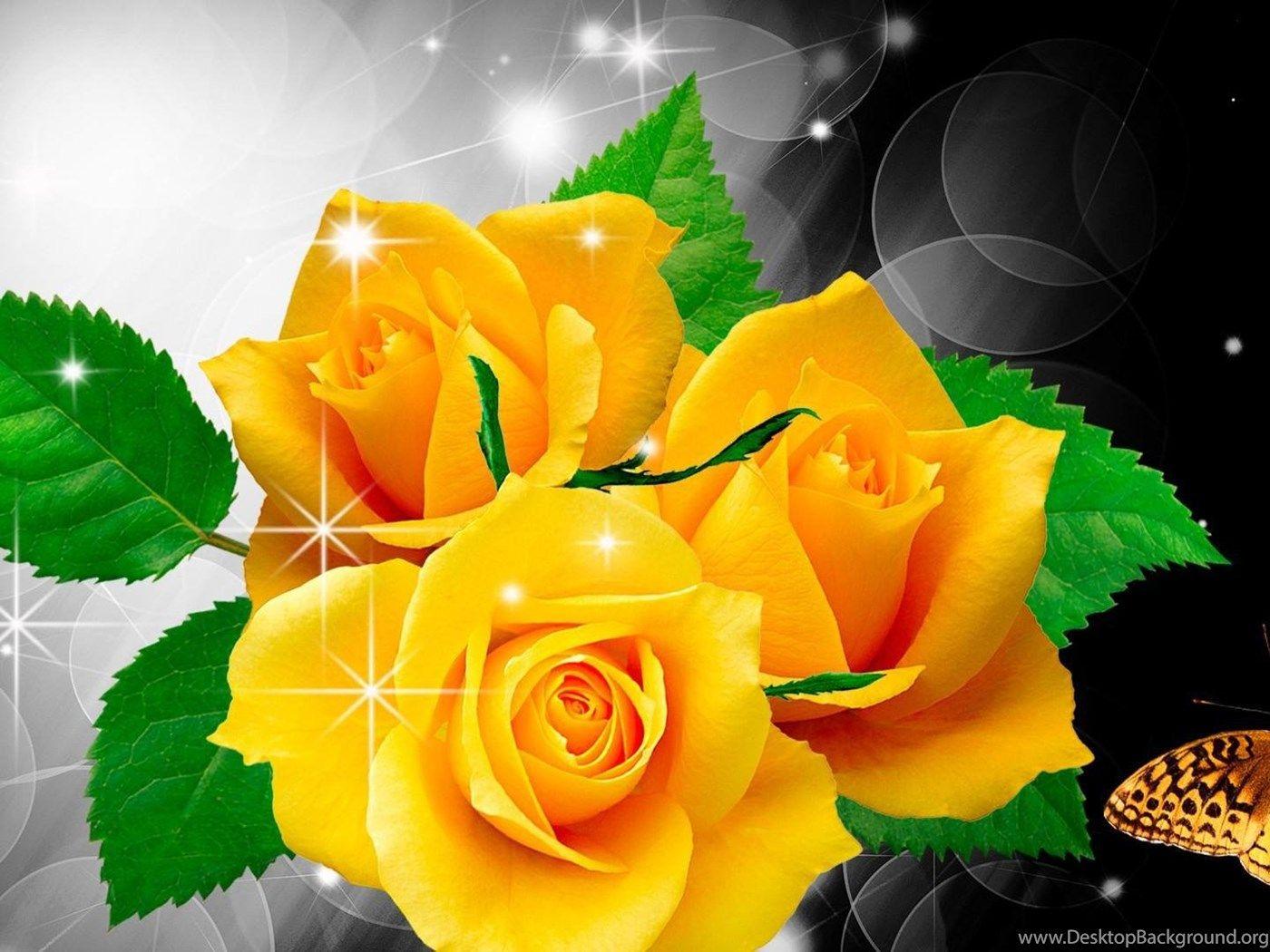 Yellow Flowers And Butterflies Wallpapers