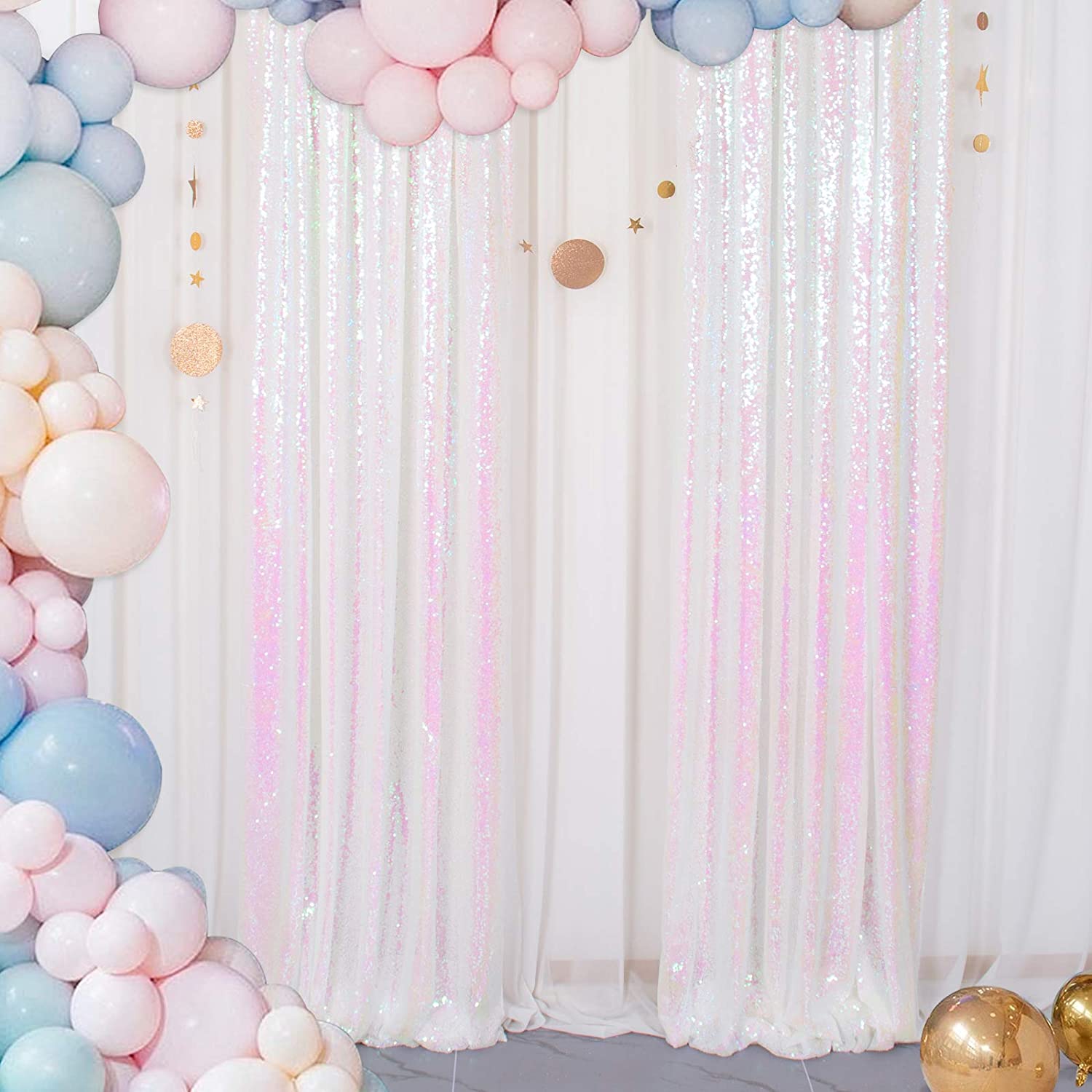 White Iridescent Glitter Background