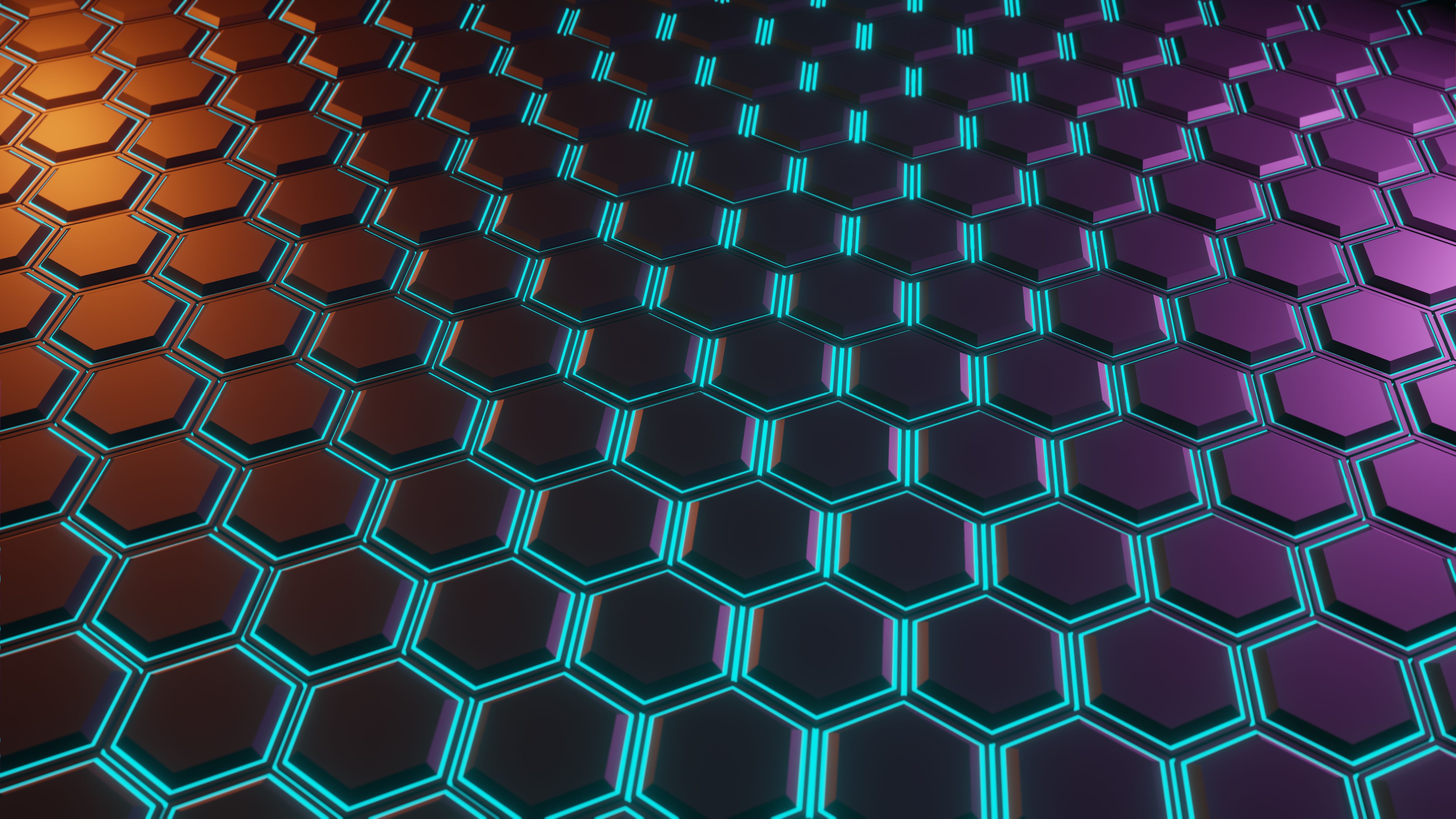 Pink Blue 4K Hexagon Wallpapers