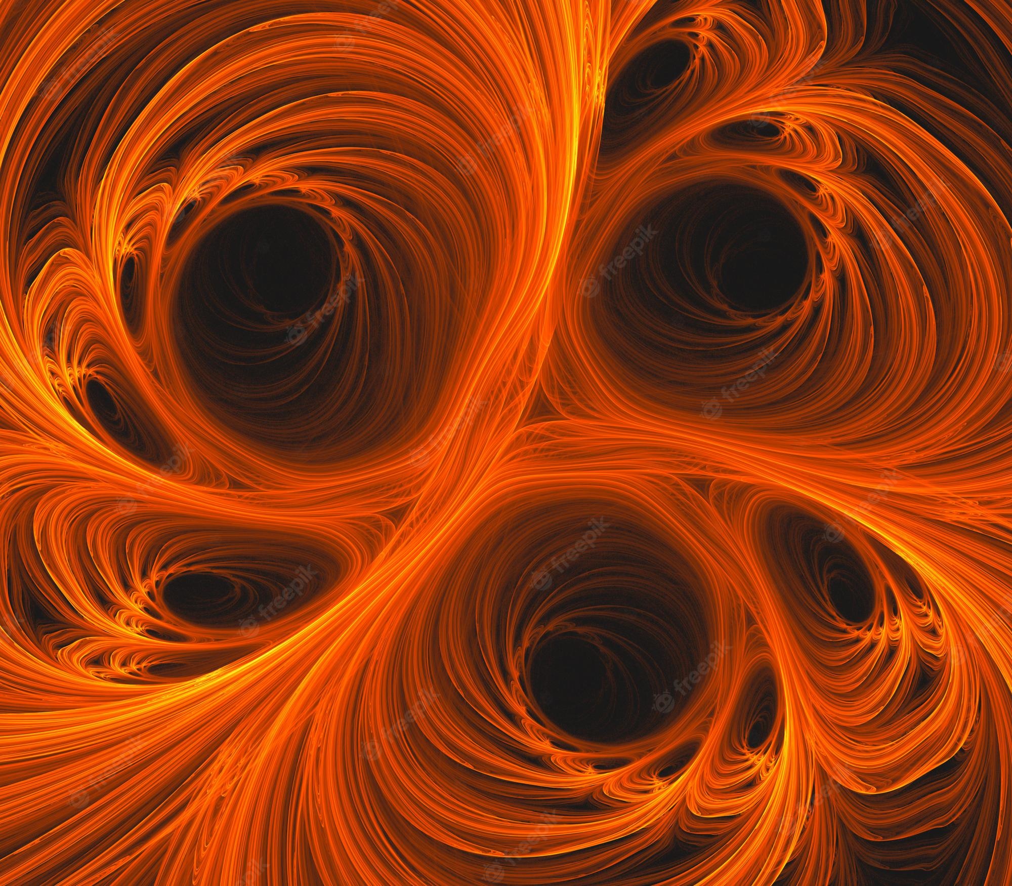 Orange And Blue Glowing Fractal Flowers Wallpapers