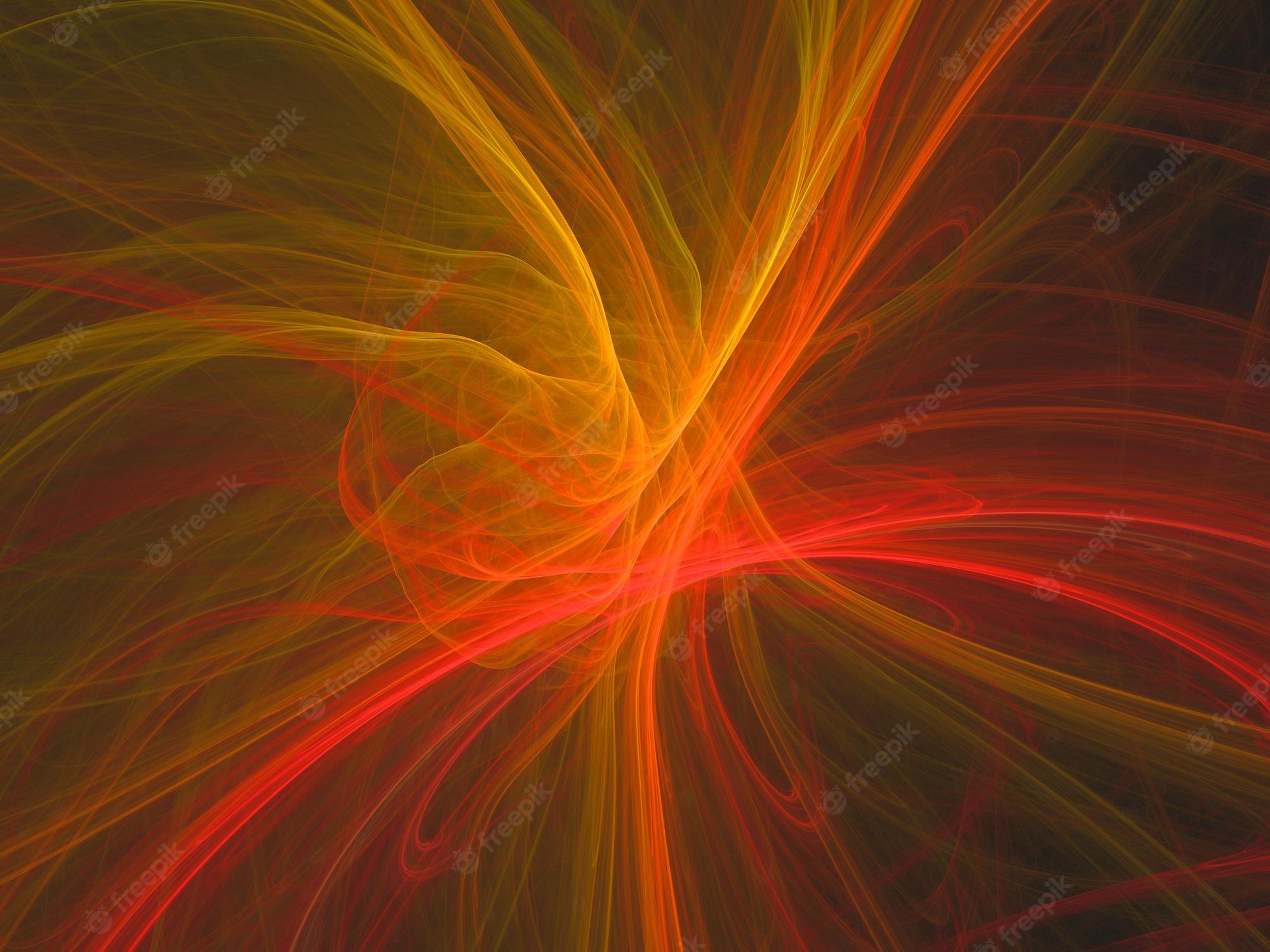 Orange And Blue Glowing Fractal Flowers Wallpapers