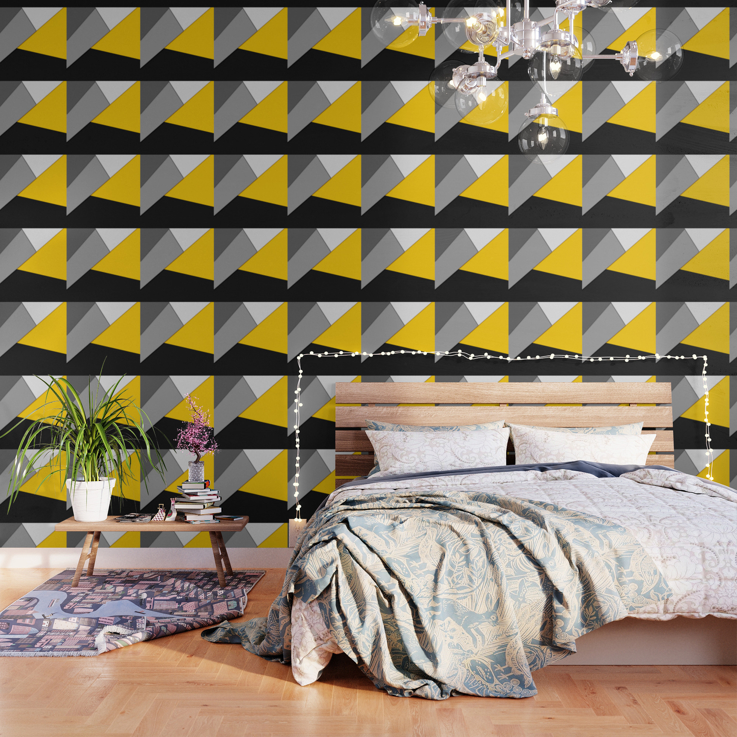Yellow And Black Geometric Pattern Wallpapers