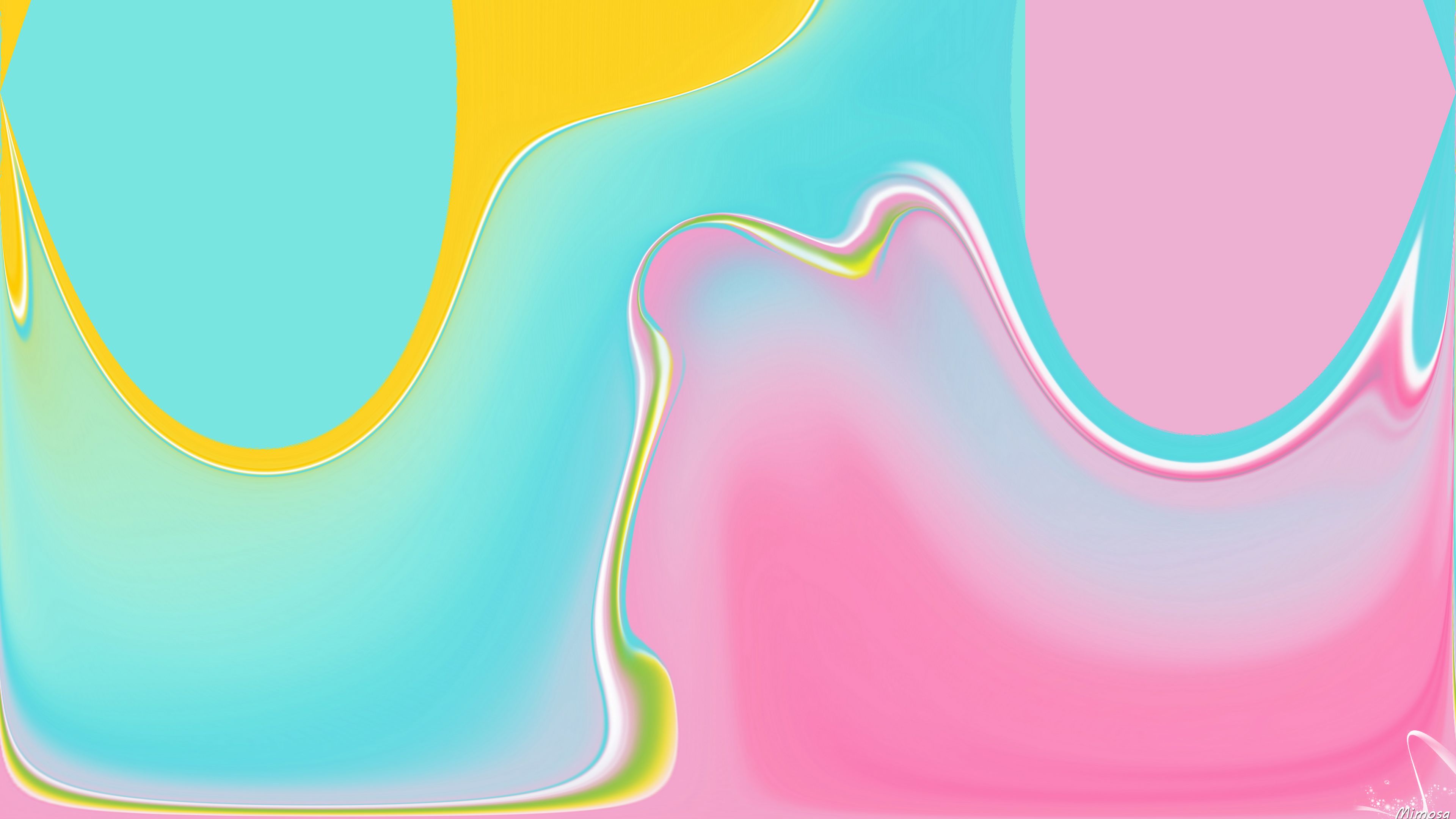 Blue Yellow Pink 4K Layer Forming Wallpapers