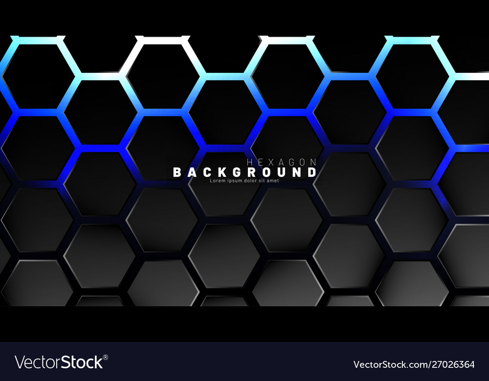 Black Blue Hexagon Pattern Wallpapers