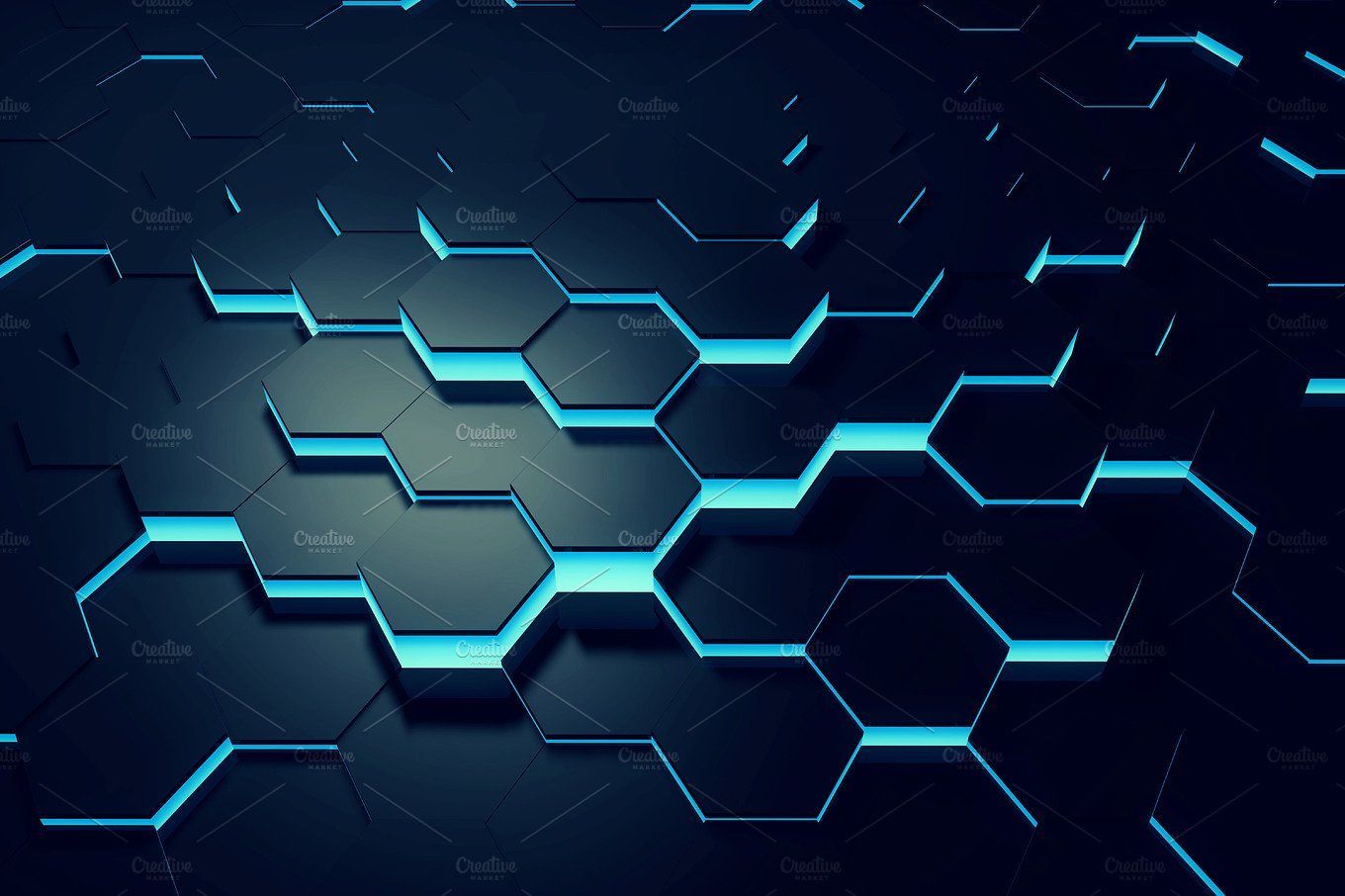 Black Blue Hexagon Pattern Wallpapers