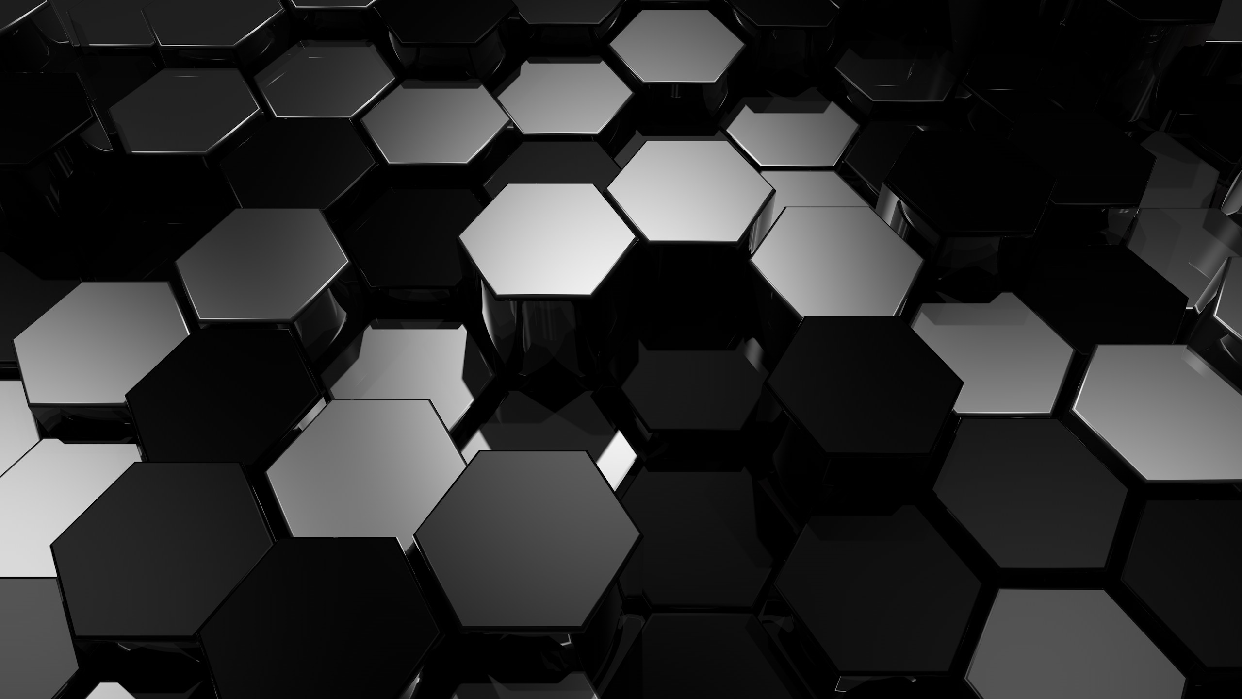 Black Blue Hexagon Pattern Wallpapers