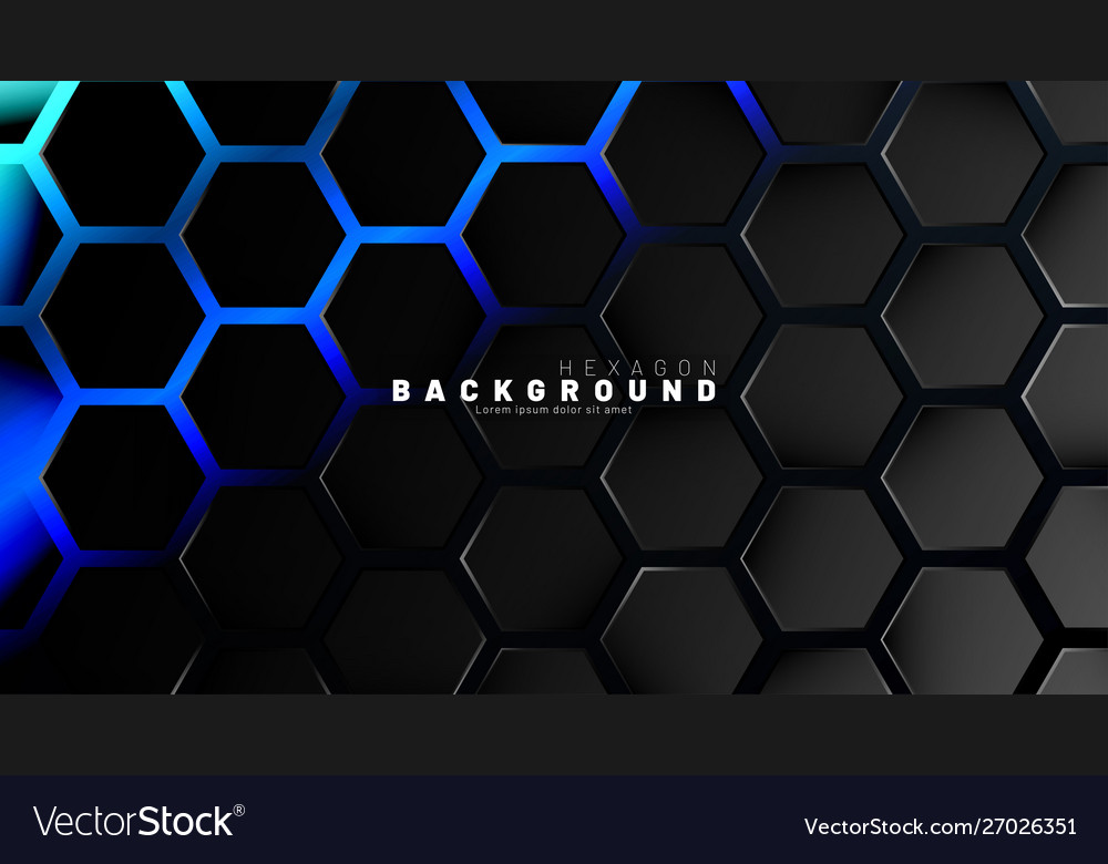 Black Blue Hexagon Pattern Wallpapers