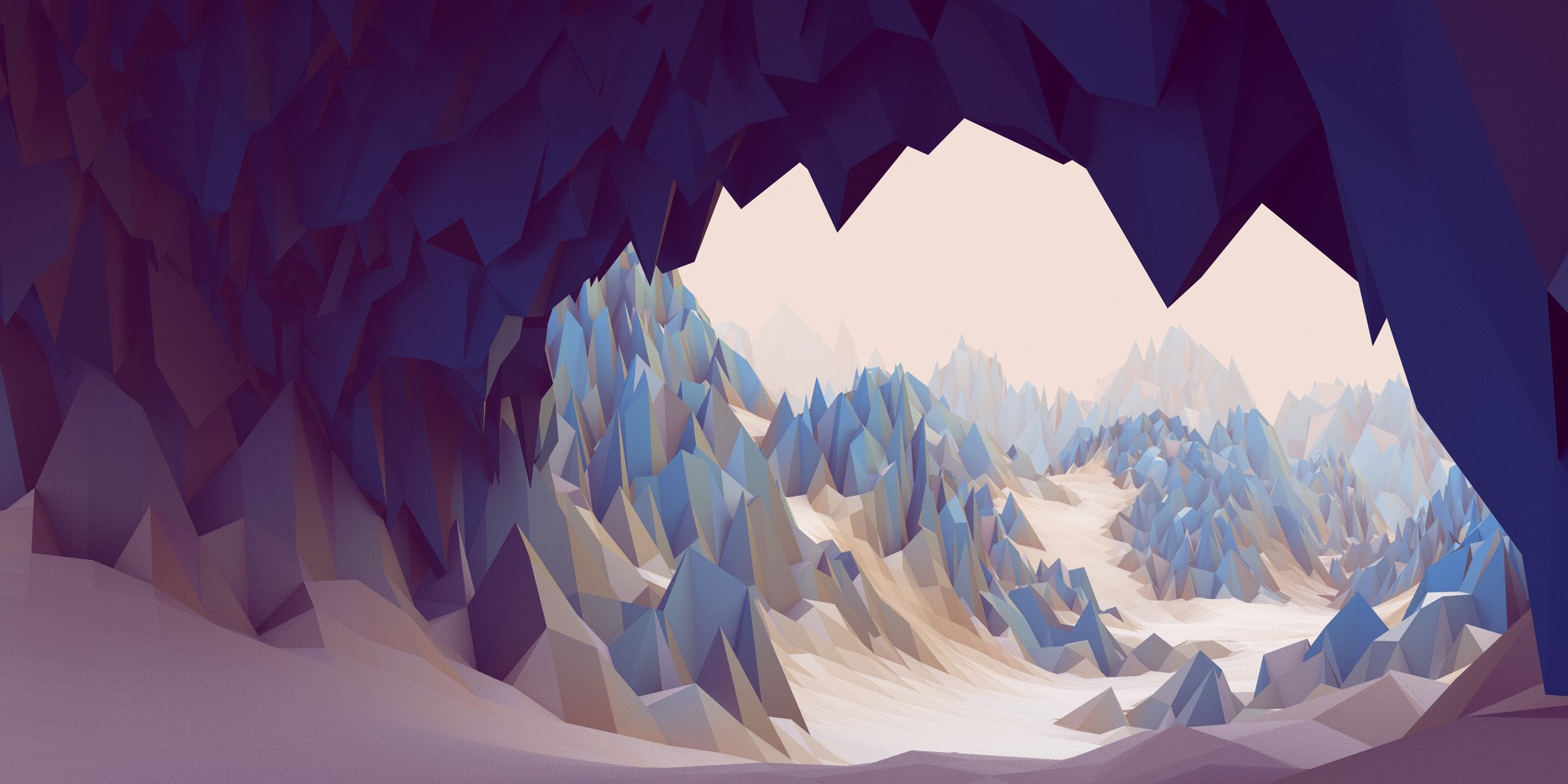 Low Poly 4K Pink Mountains Wallpapers