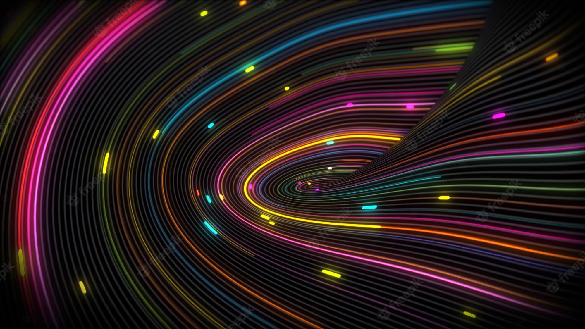 Spiral Line Neon Art Wallpapers