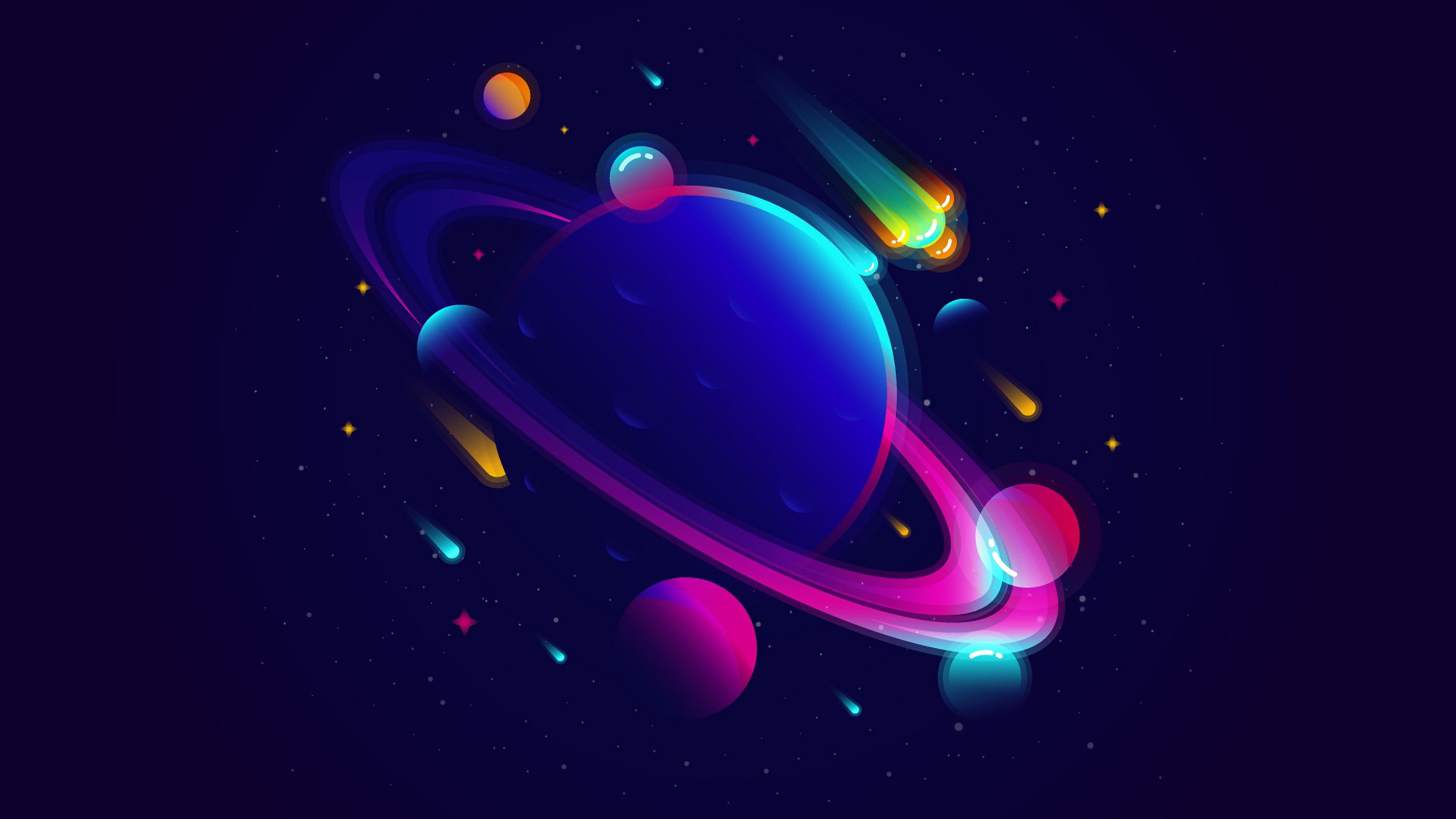 Low Poly Space Planet Minimal Wallpapers