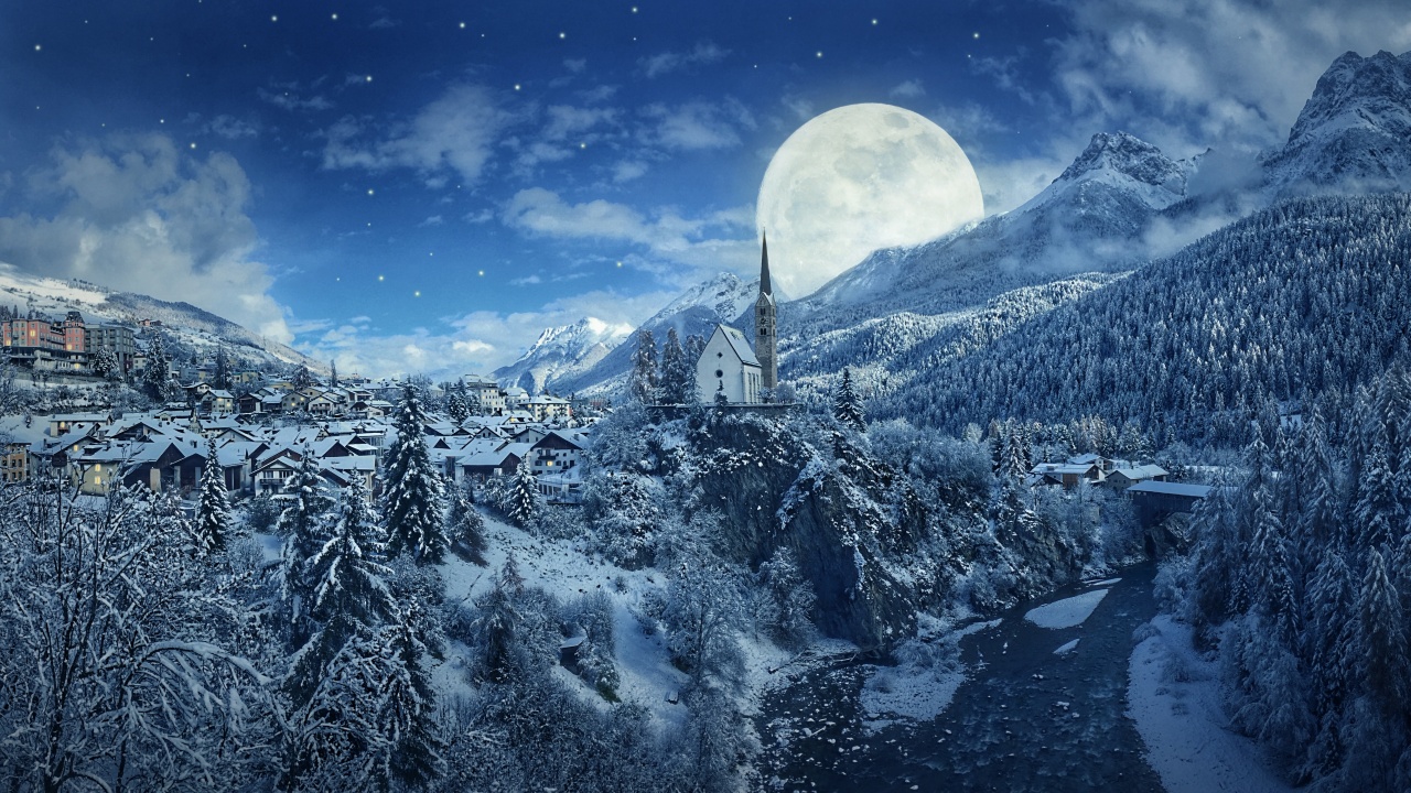 Digital Winter Moon Wallpapers