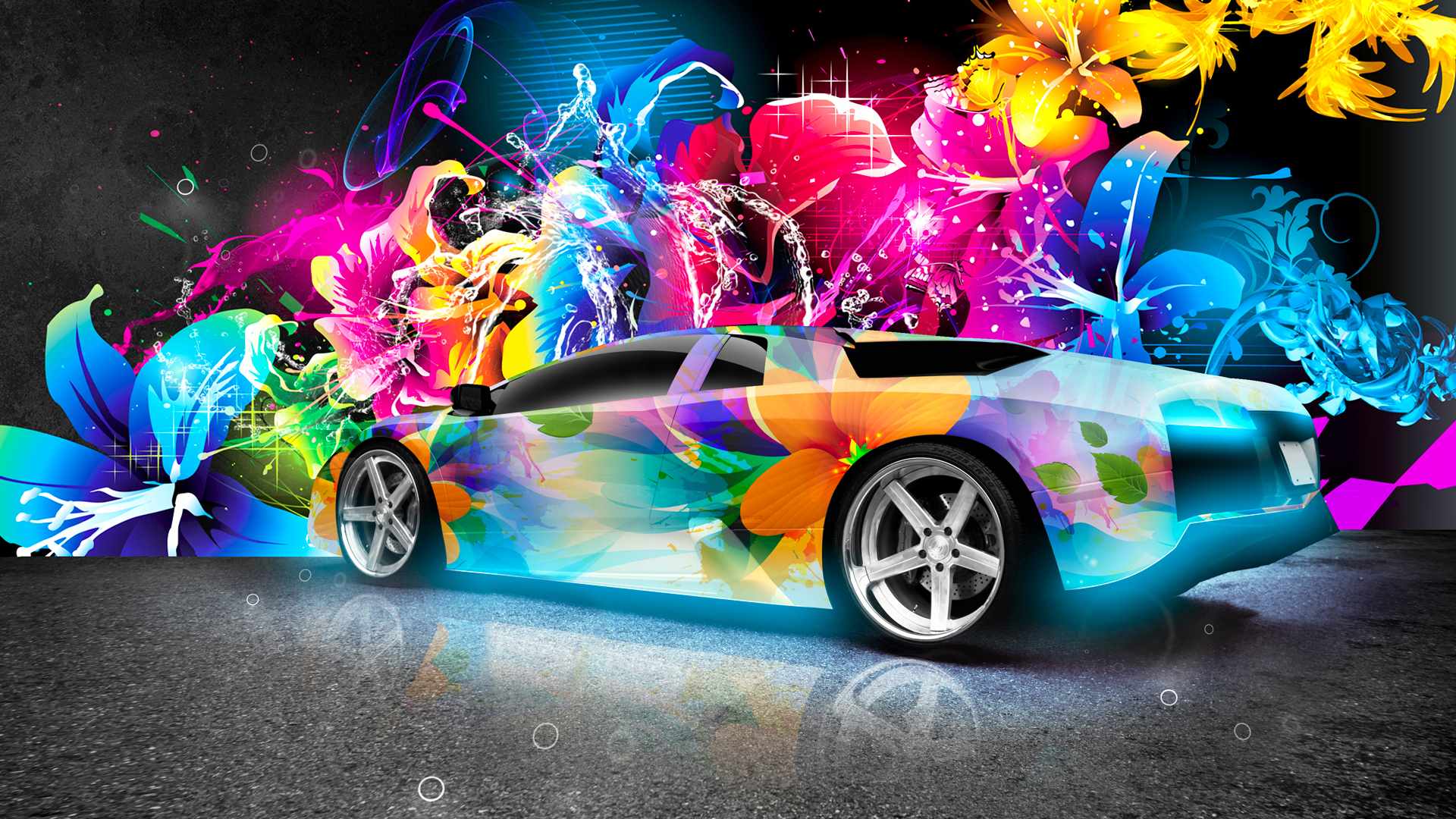 Flame Rainbow Car Wallpapers