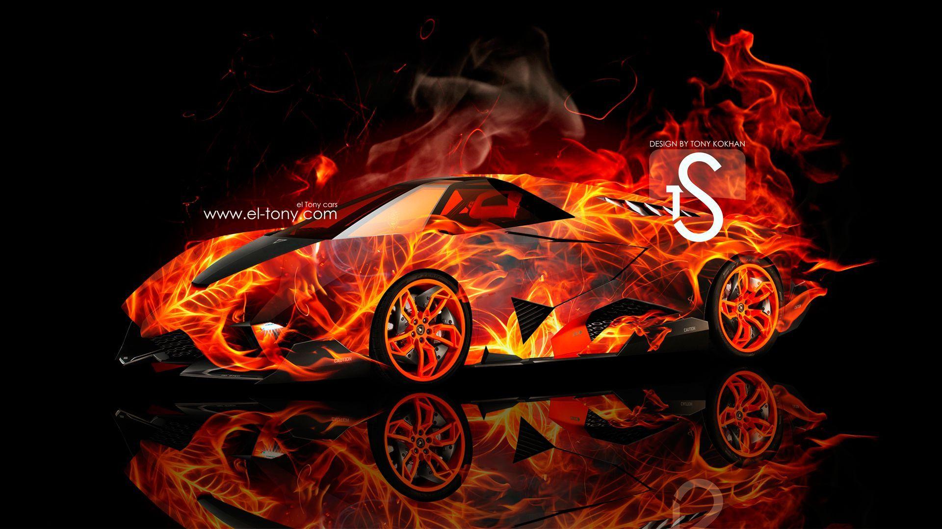 Flame Rainbow Car Wallpapers