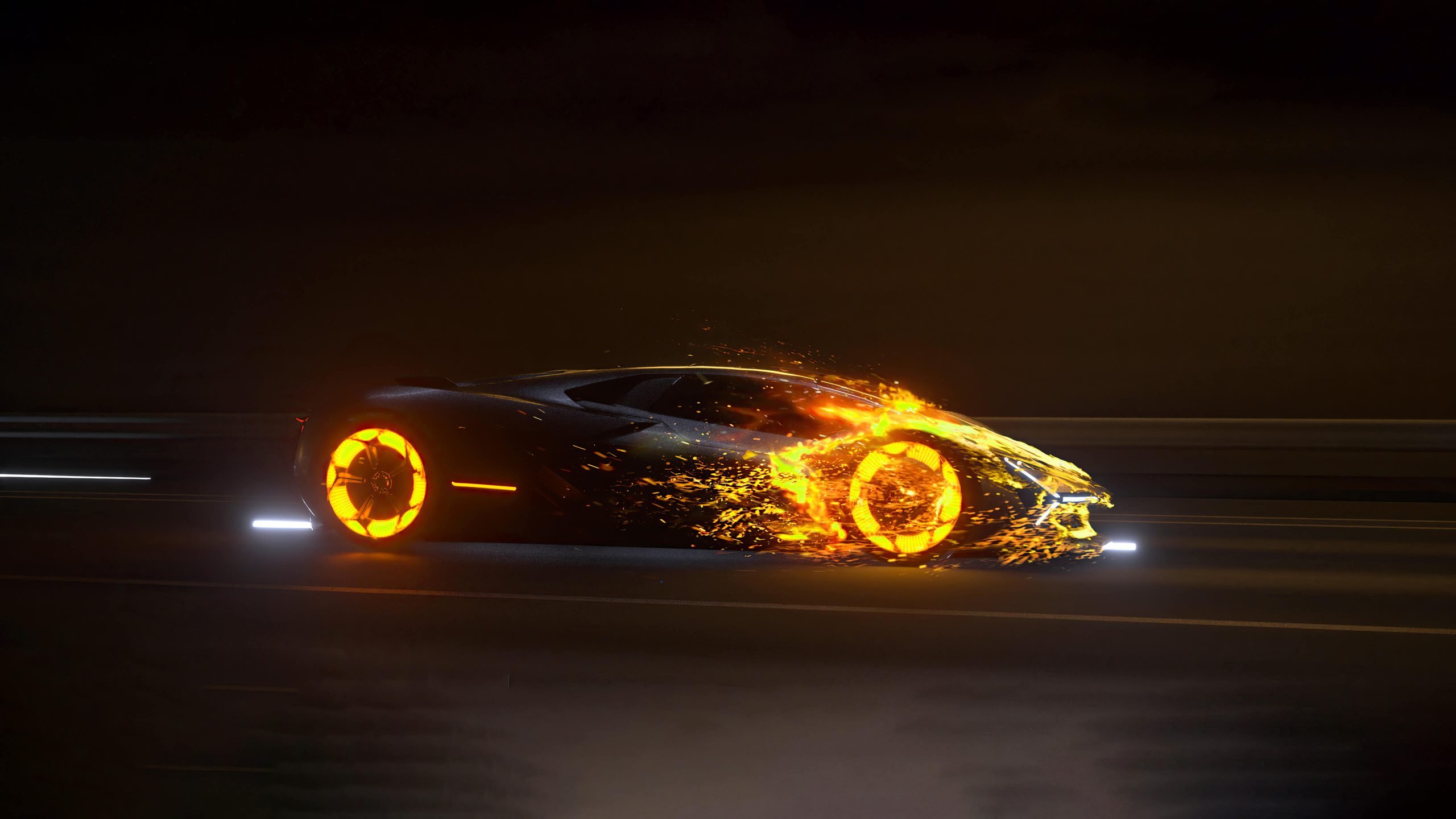 Flame Rainbow Car Wallpapers