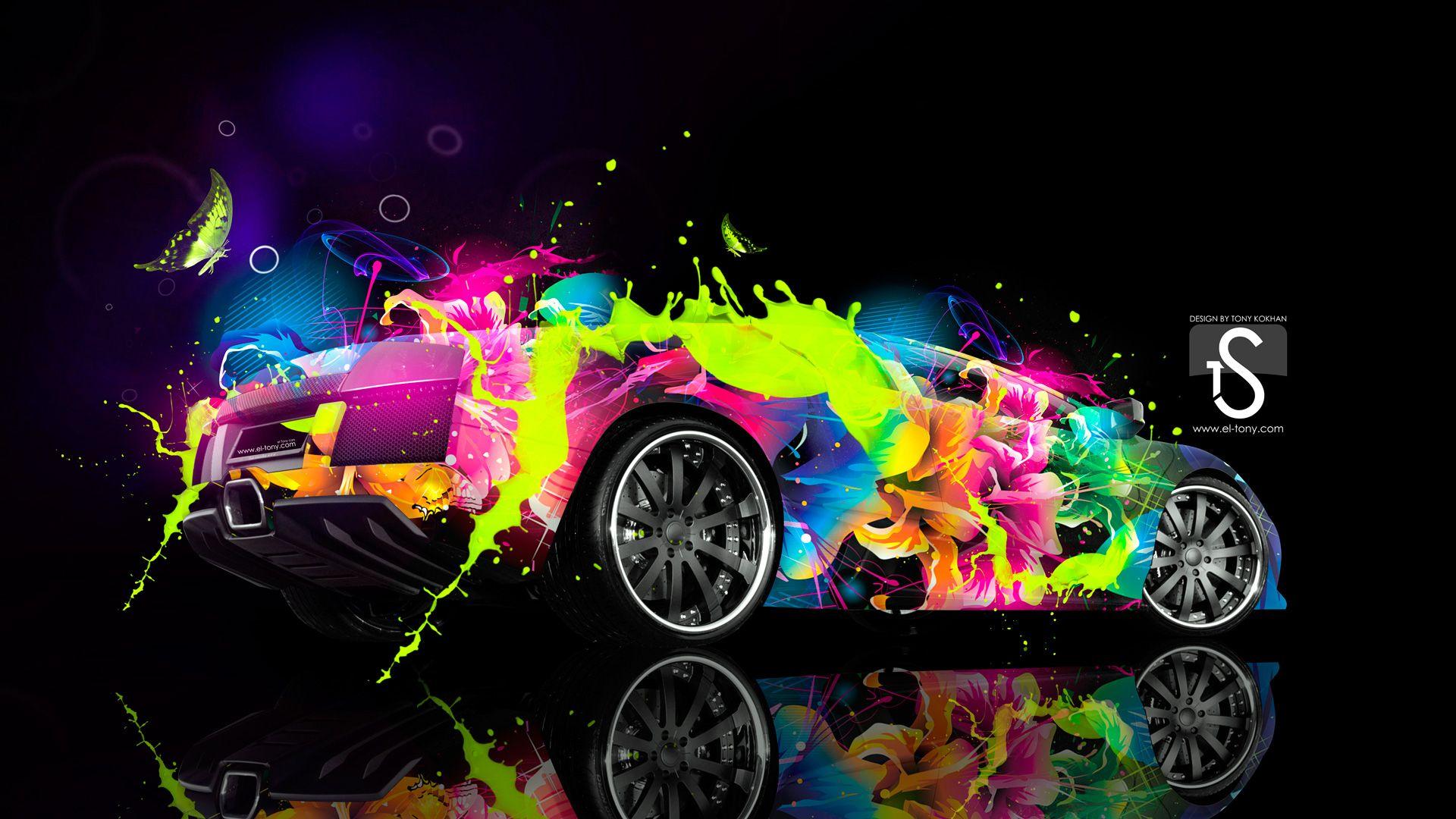 Flame Rainbow Car Wallpapers