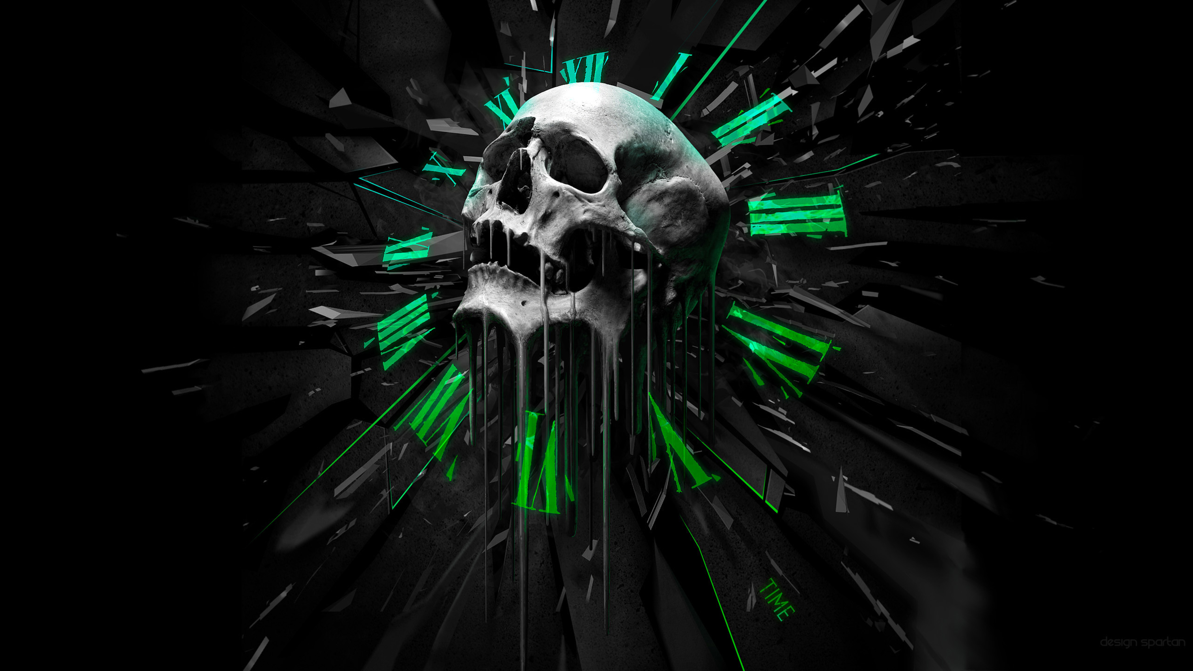 Abstract Skull Clock Wallpapers