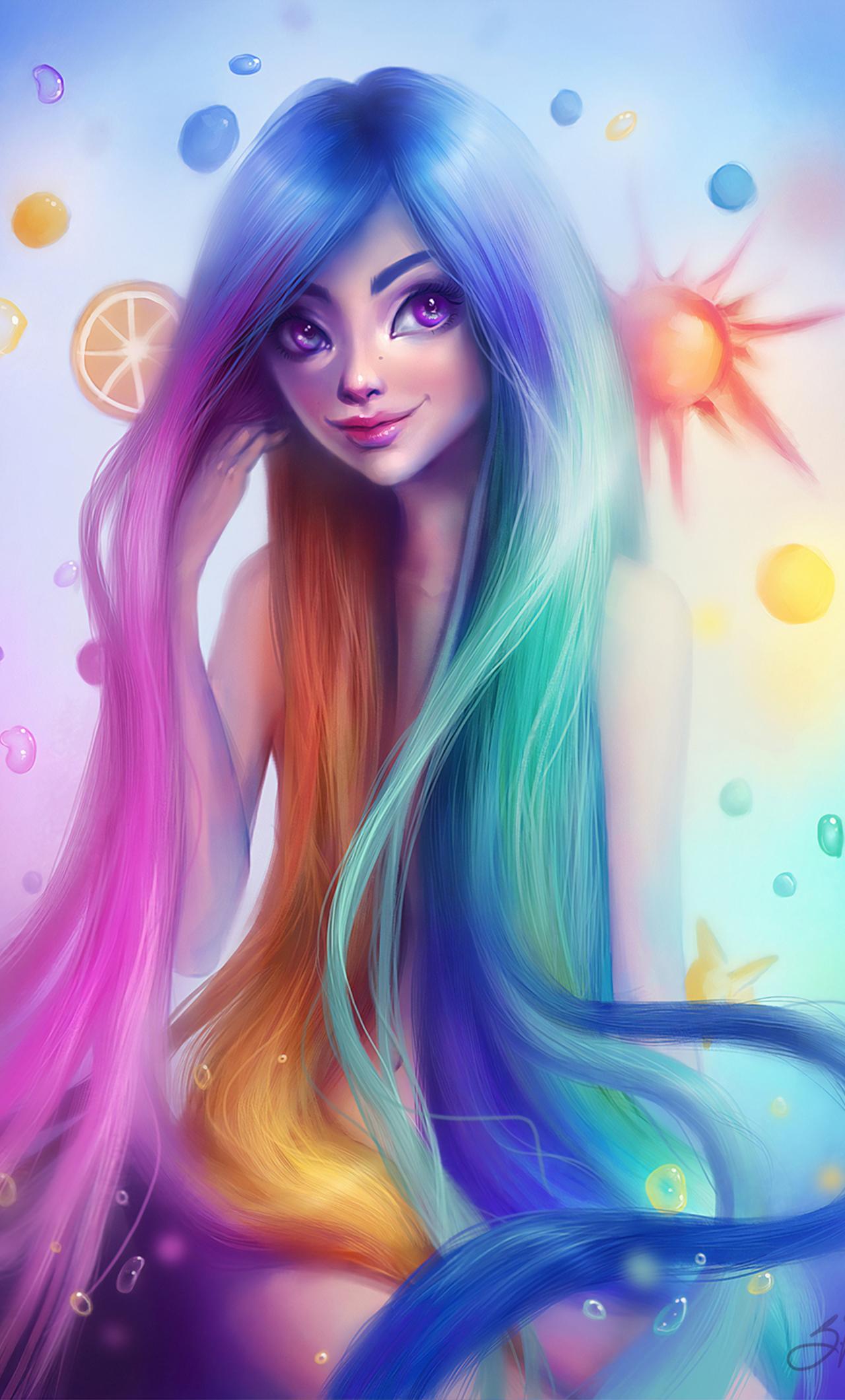 Rainbow Colorful Girl Hairs Wallpapers