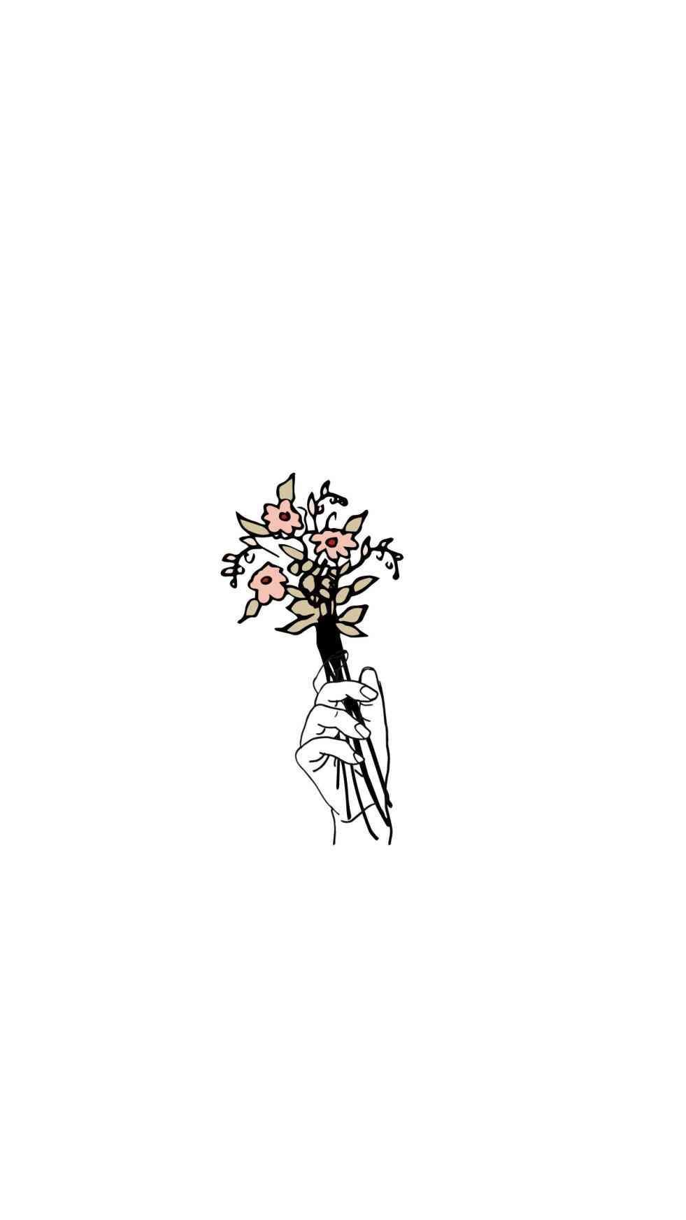 Aesthetic Minimalist Flower Drawing Wallpapers