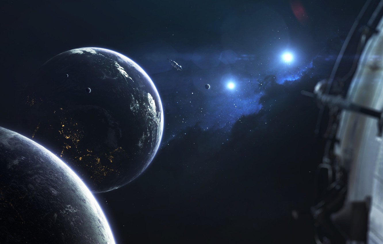 Incandescent Stars Line Connecting To A Planet Wallpapers