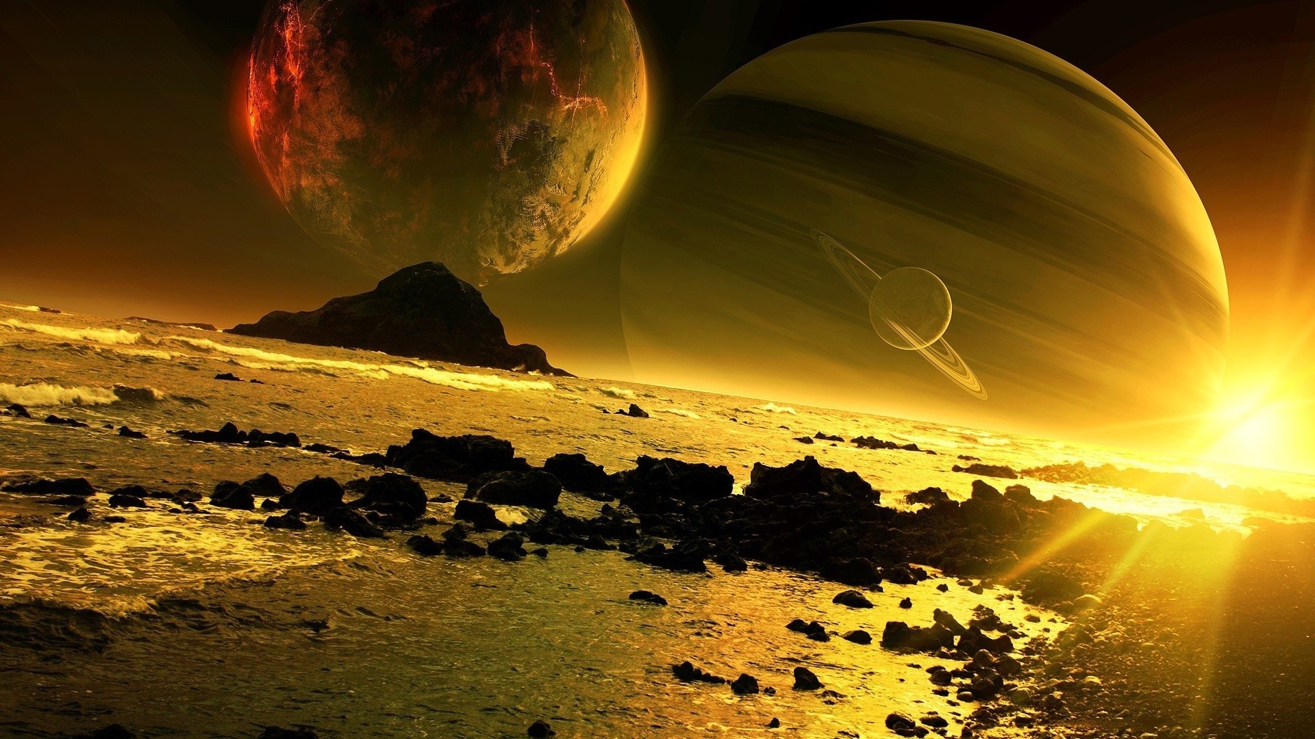 Two Planets Meeting Digital Art Wallpapers