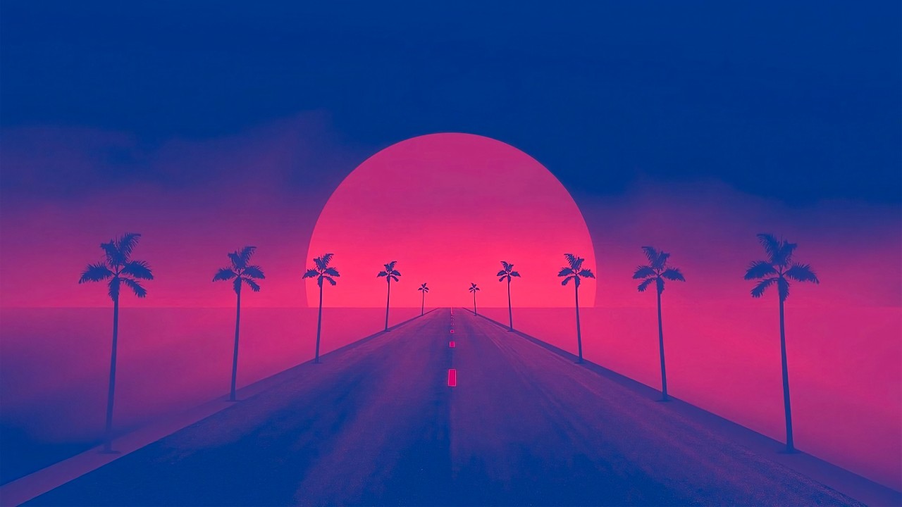 3D Retrowave Sunset Wallpapers