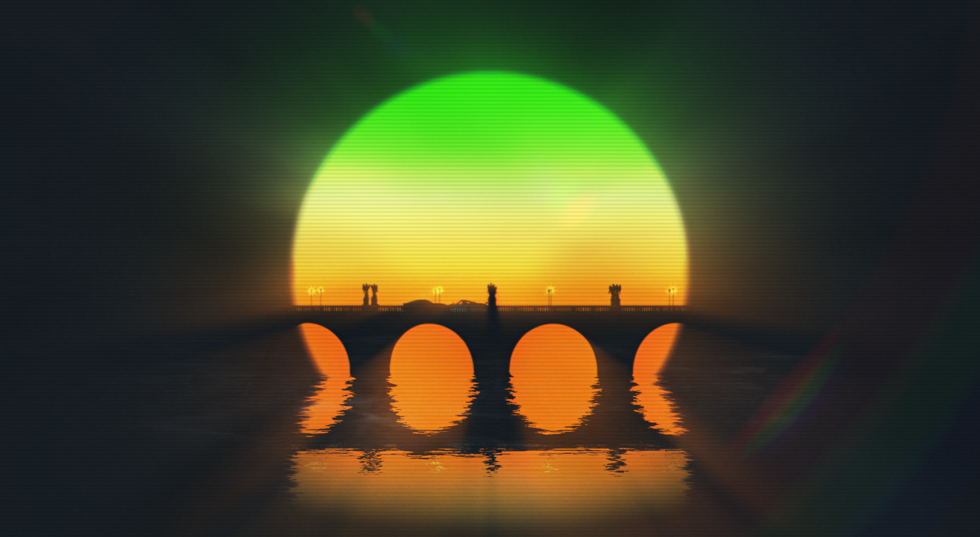 3D Retrowave Sunset Wallpapers