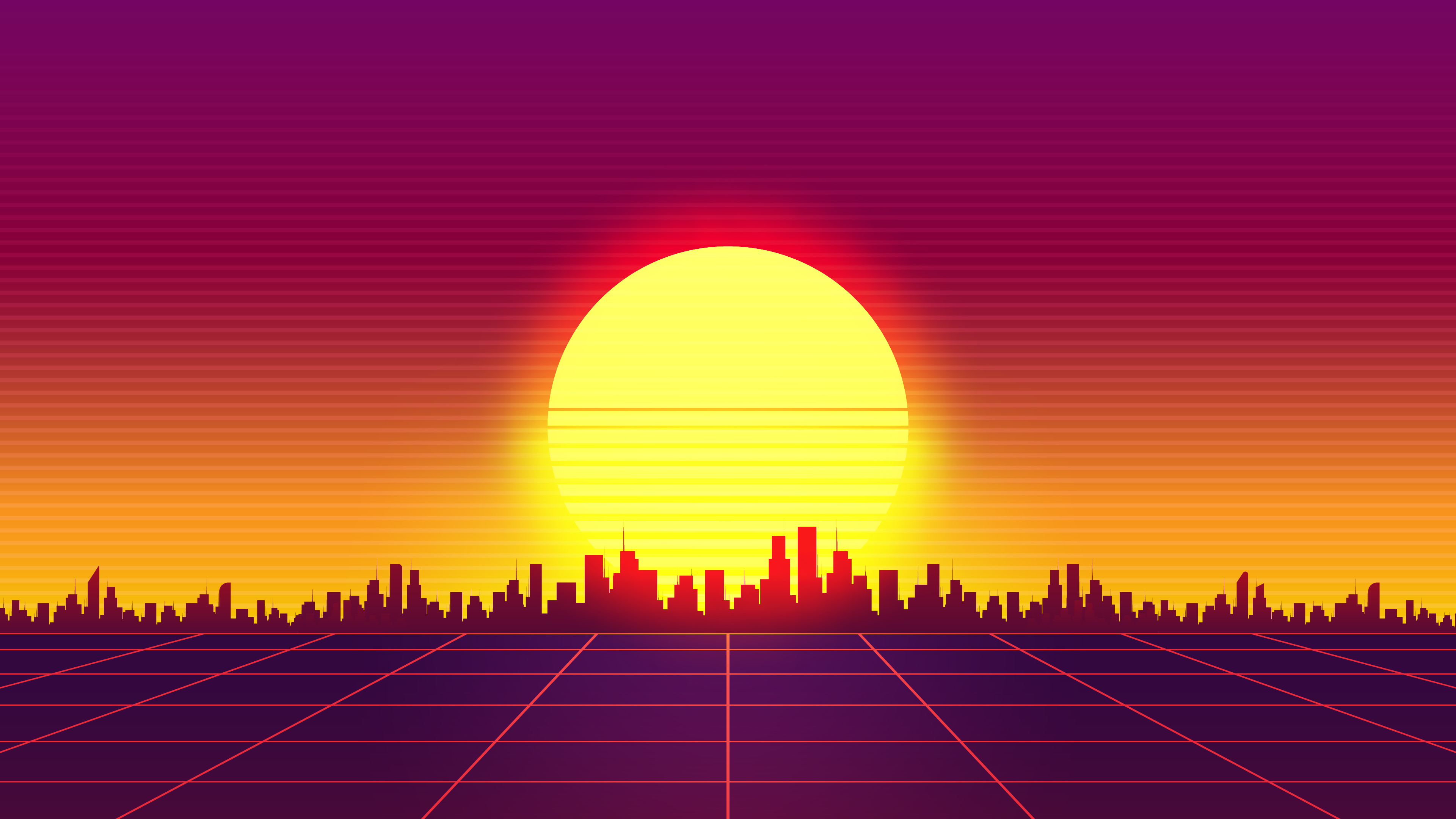 3D Retrowave Sunset Wallpapers