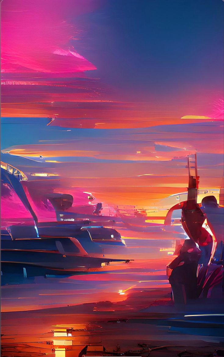 3D Retrowave Sunset Wallpapers