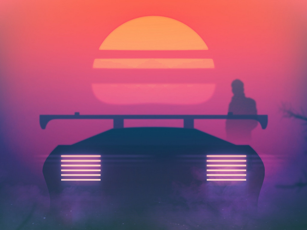 3D Retrowave Sunset Wallpapers