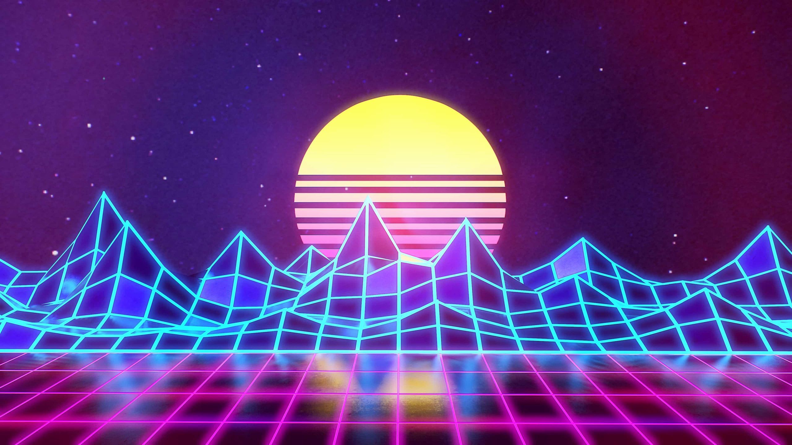 3D Retrowave Sunset Wallpapers