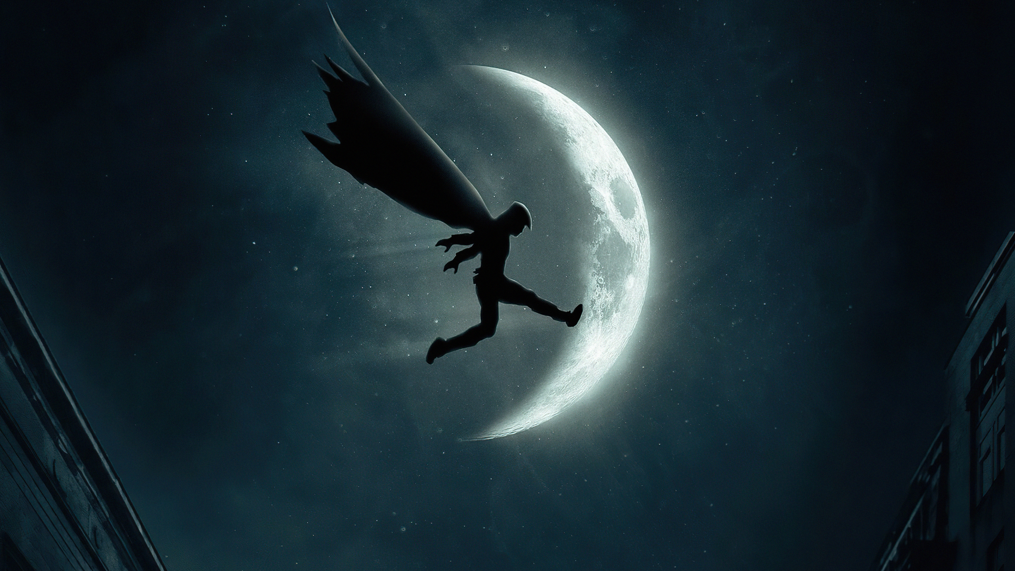 4K Angel In Moon Night Wallpapers