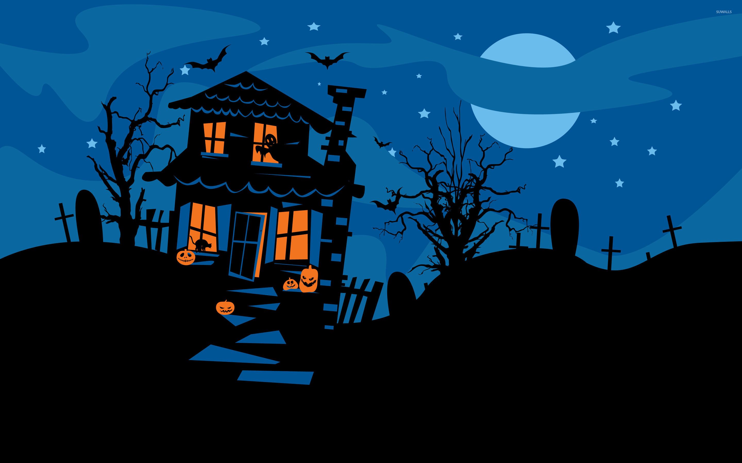 A Halloween Pixel House Wallpapers