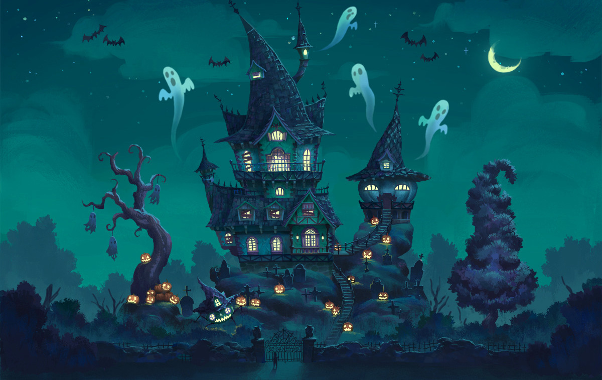 A Halloween Pixel House Wallpapers