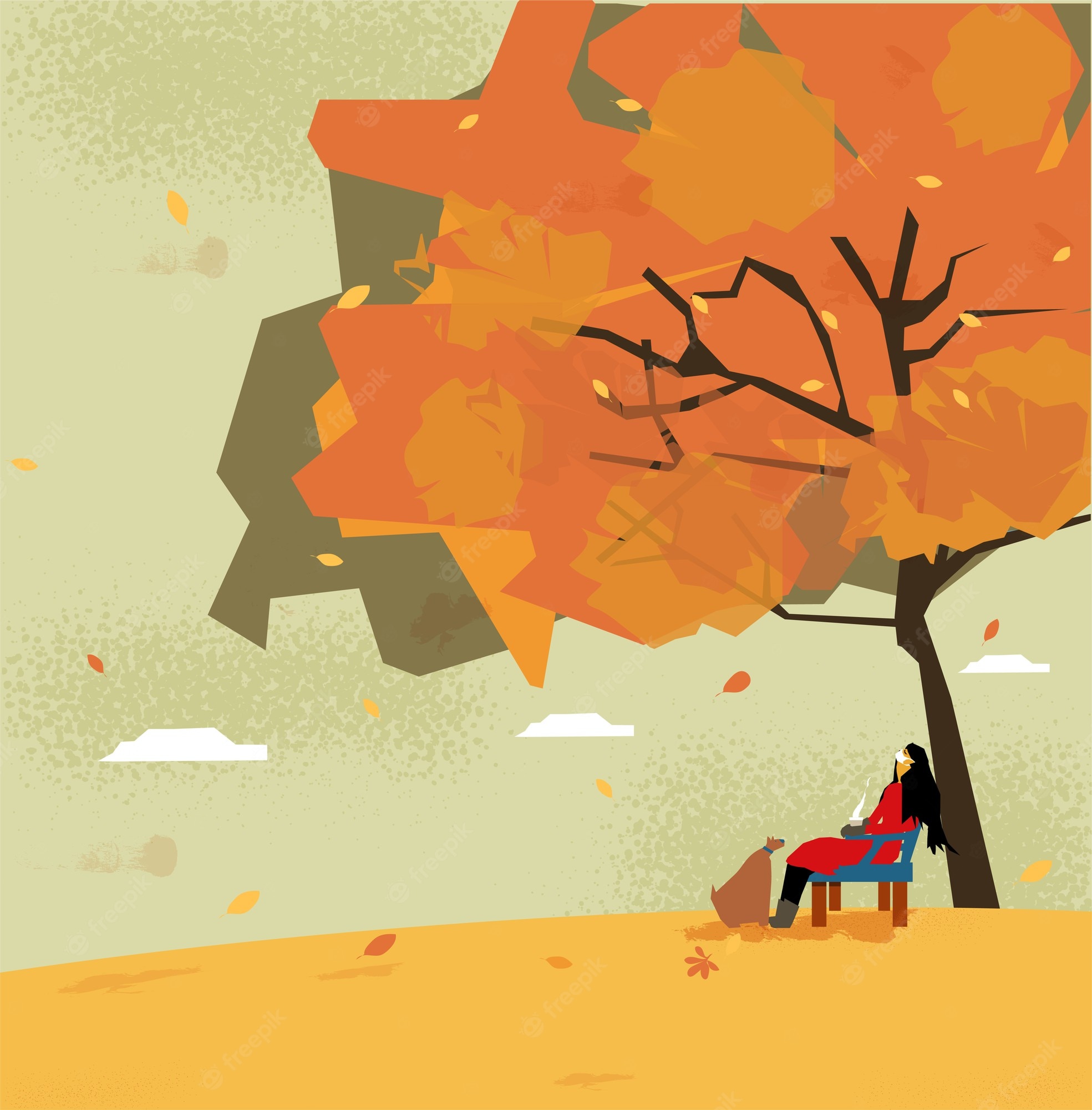 Alone In Autumn Illustration Wallpapers