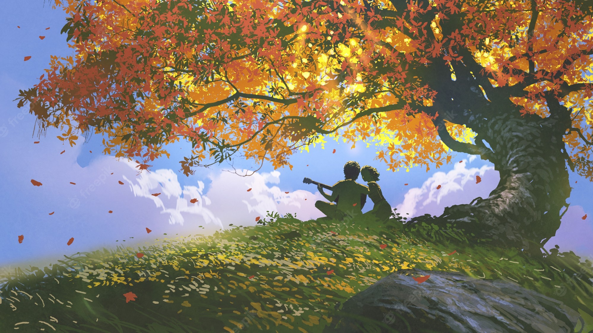 Alone In Autumn Illustration Wallpapers