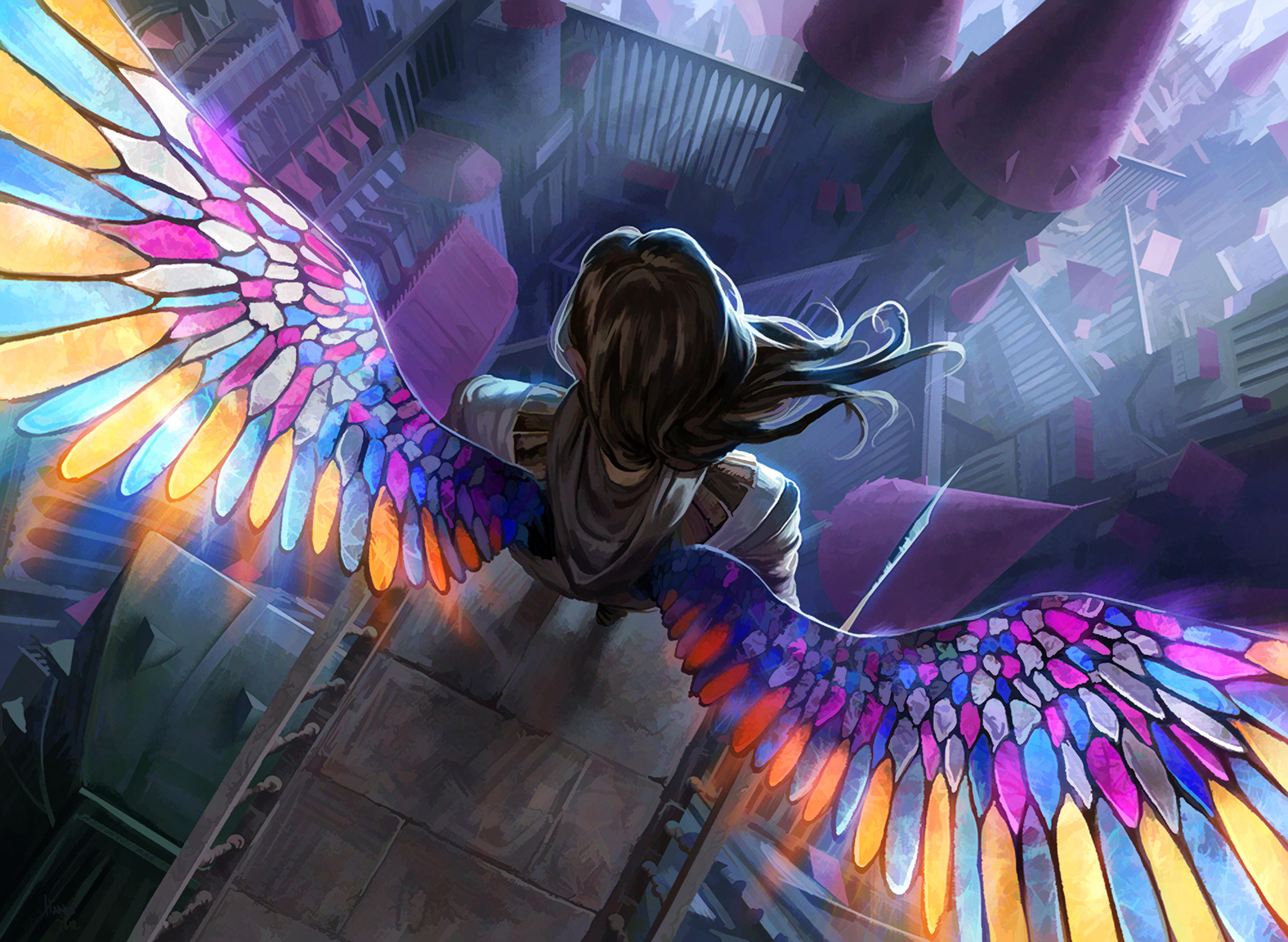 Angel Colorful Wings Wallpapers