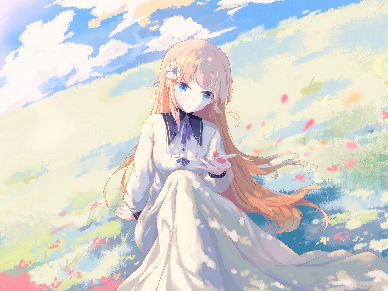 Anime Girl In Field Wallpapers