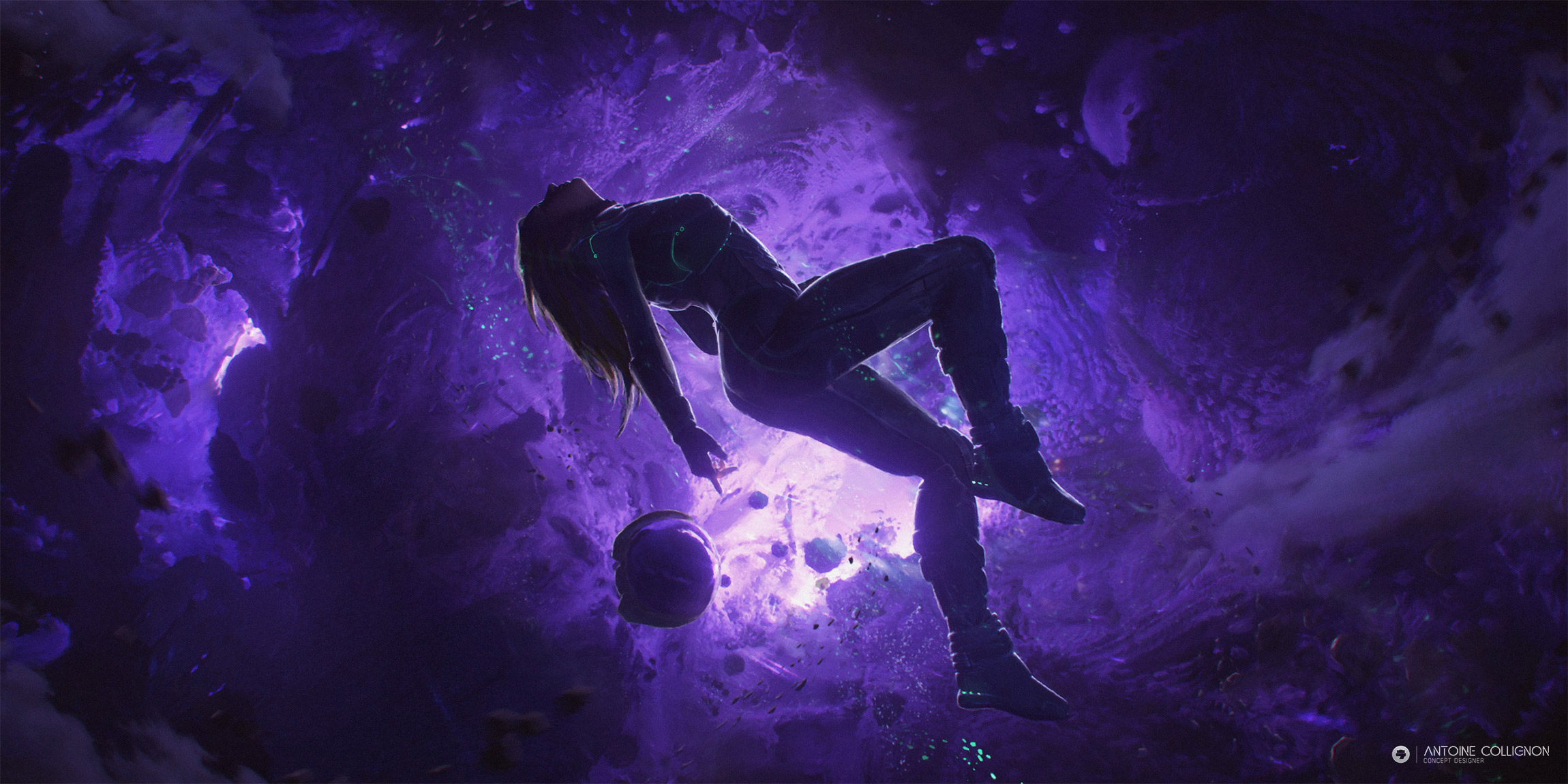 Artistic Girl Purple Space Space Suit Wallpapers