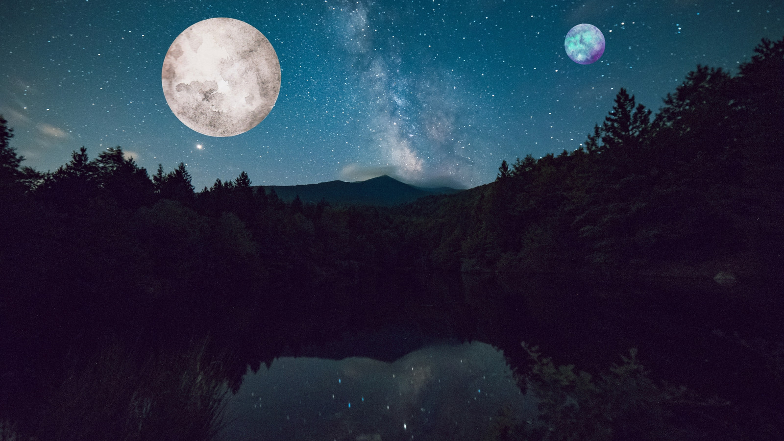 Artistic Night Sky And Moon Through Window Wallpapers